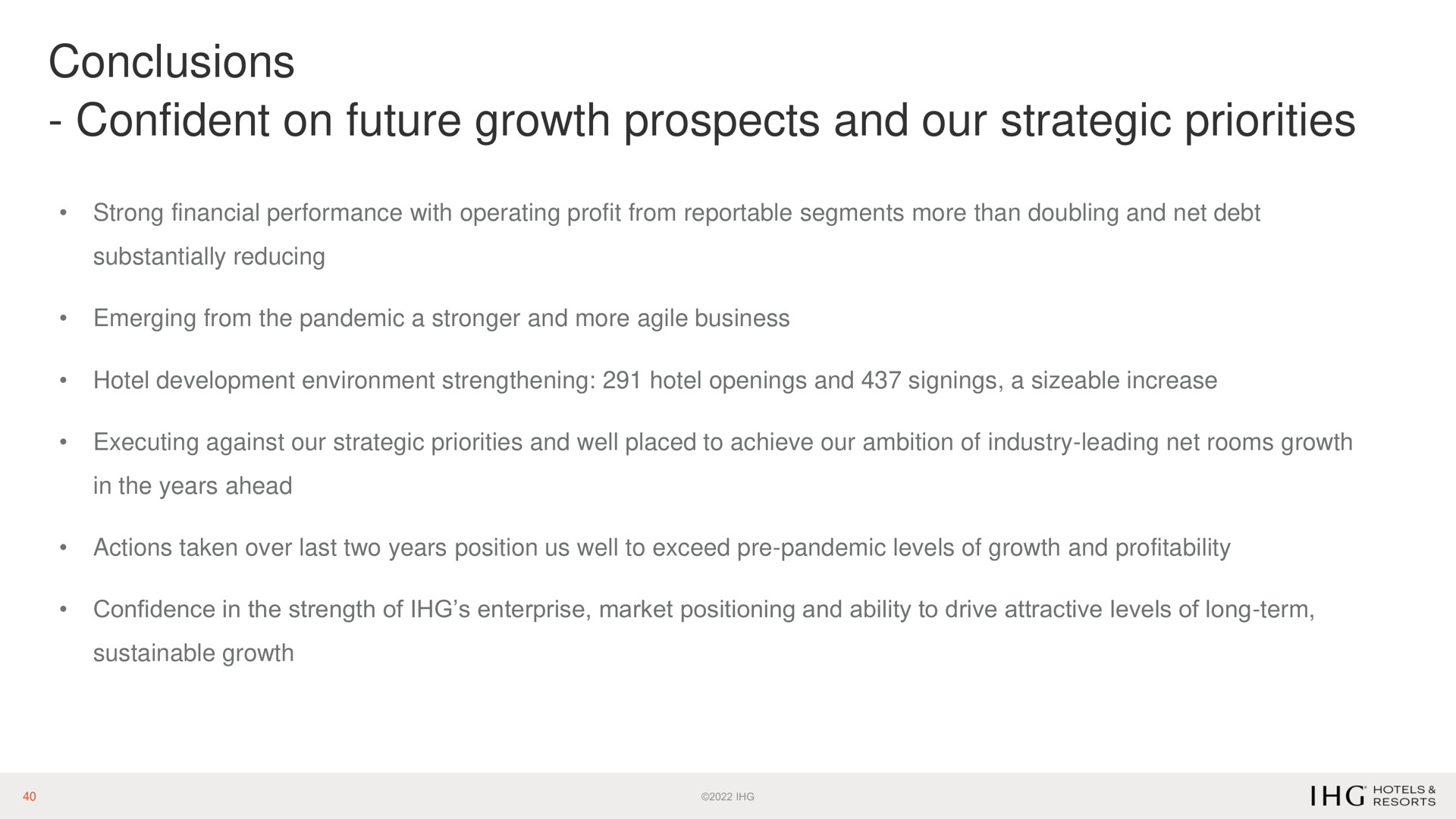 conclusions confident on future growth prospects and our strategic priorities | IHG Hotels