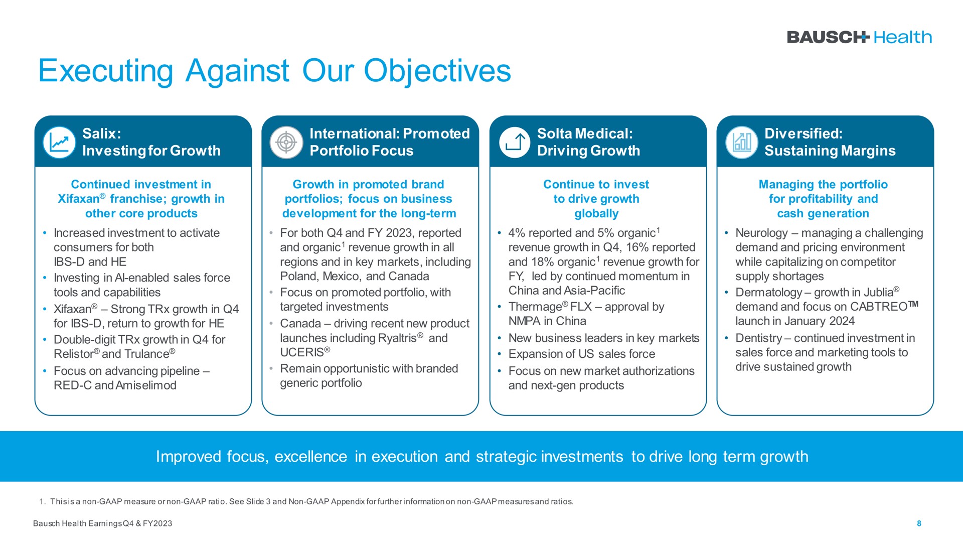 executing against our objectives | Bausch Health Companies
