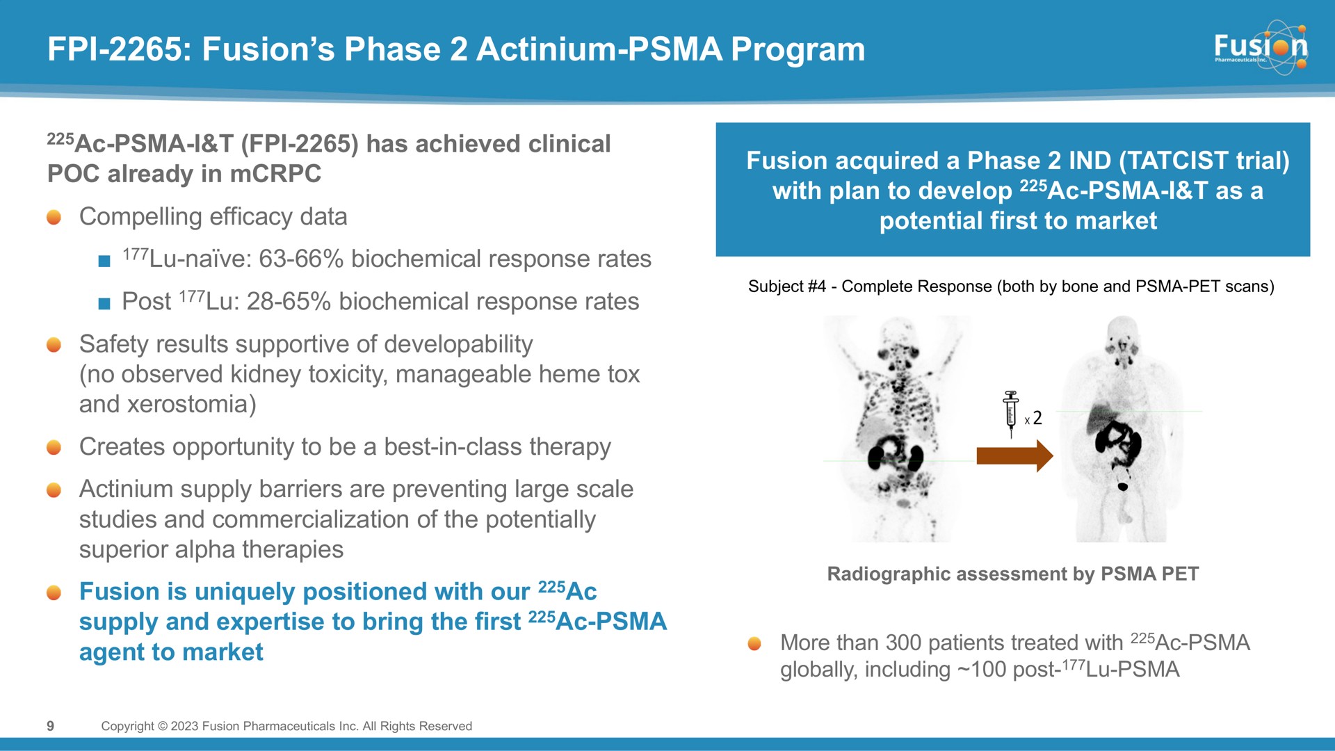 fusion phase actinium program has achieved clinical a | Fusion Pharmaceuticals