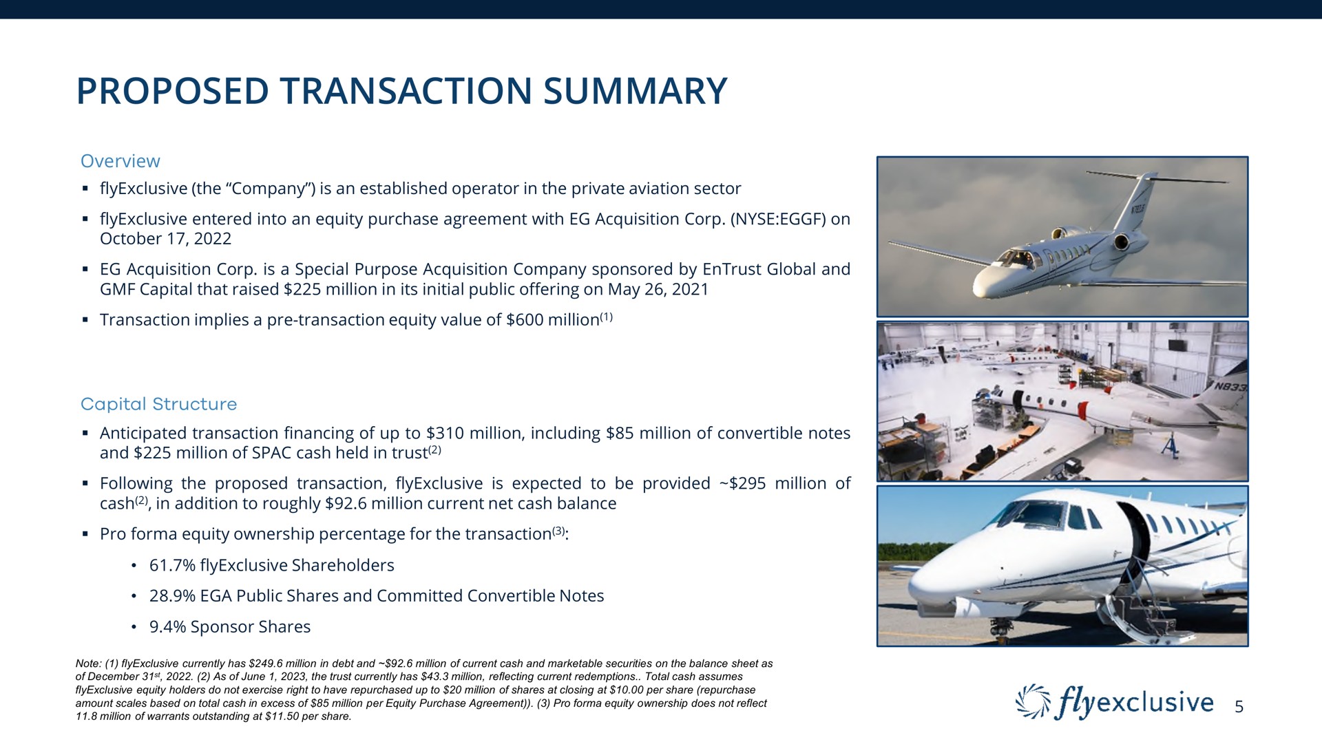 proposed transaction summary | flyExclusive