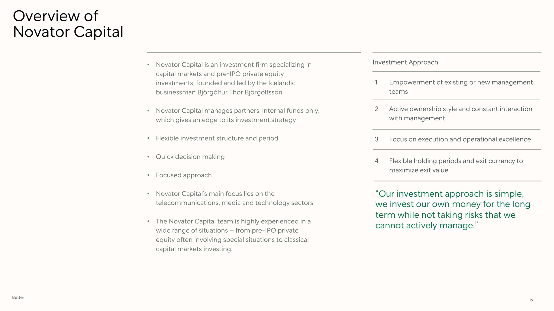 overview of novator capital | Better