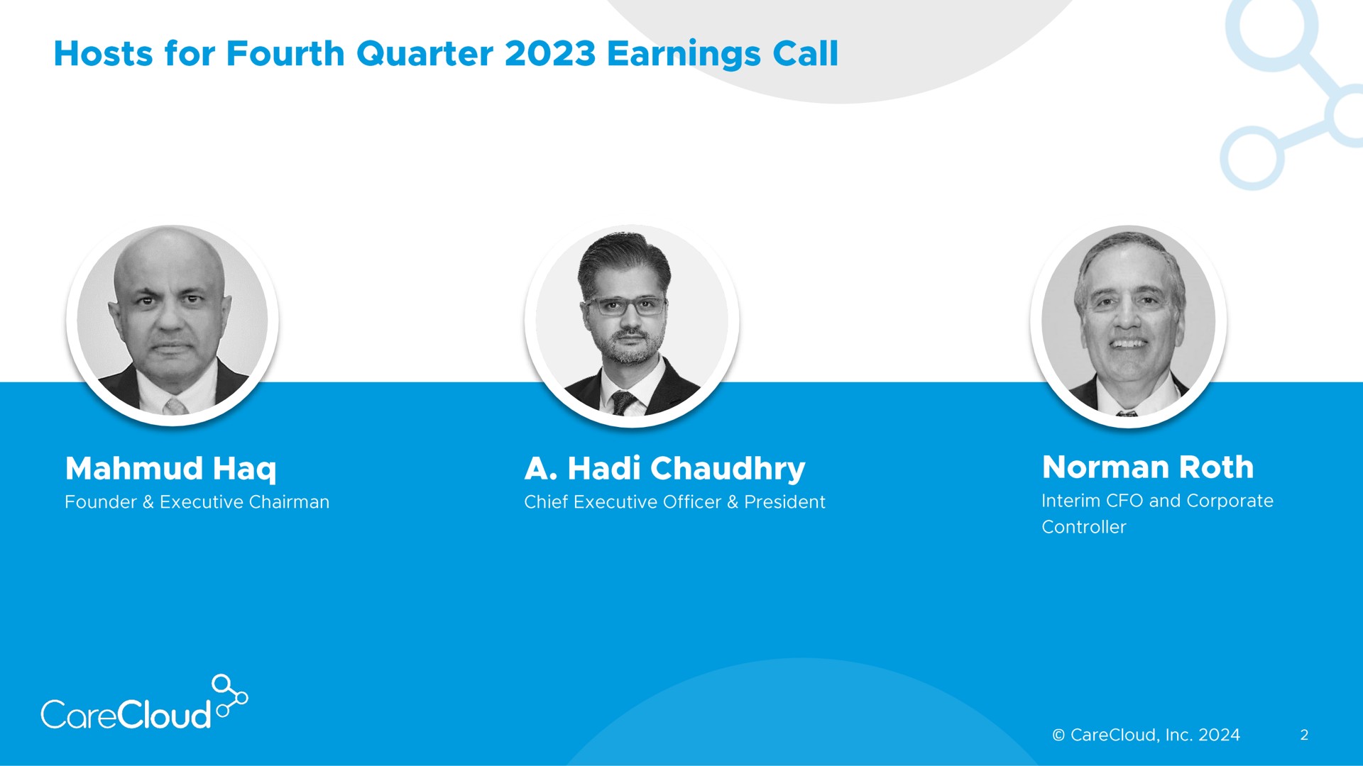hosts for fourth quarter earnings call a | CareCloud