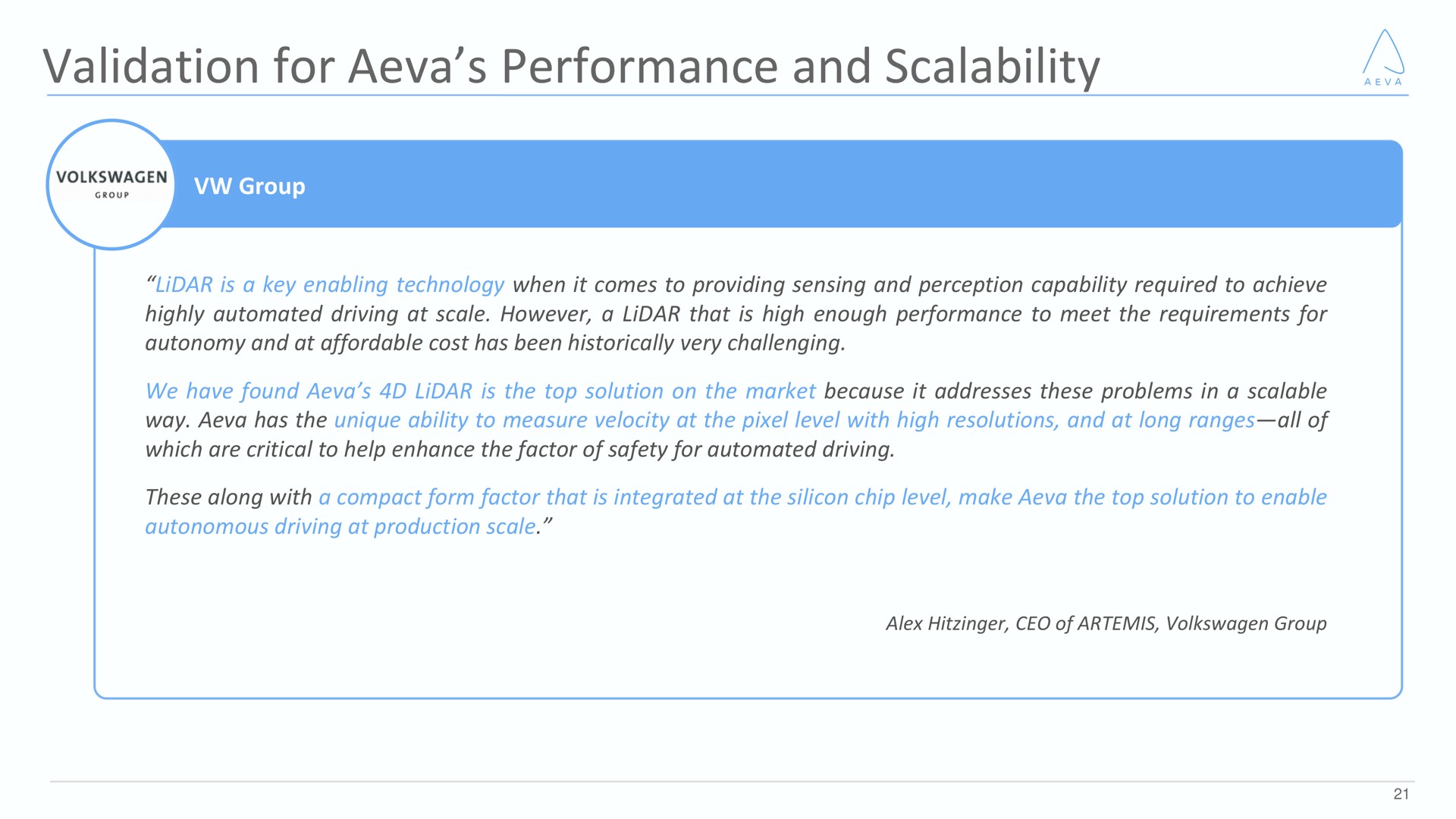 validation for performance and | Aeva