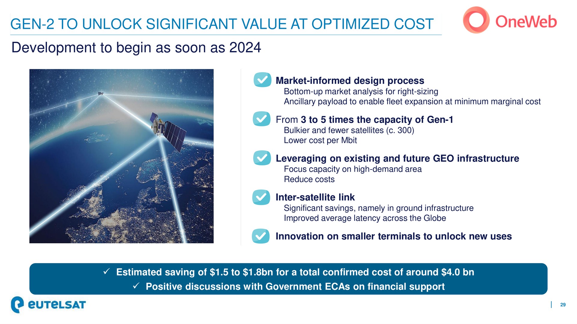 gen to unlock significant value at optimized cost development to begin as soon as a inter satellite link | Eutelsat