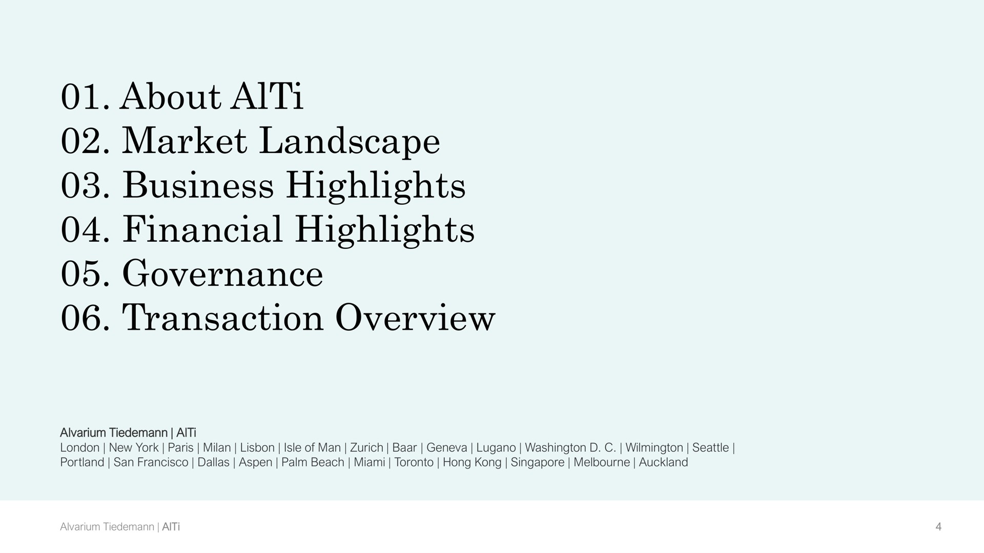 about market landscape business highlights financial highlights governance transaction overview ait | AlTi