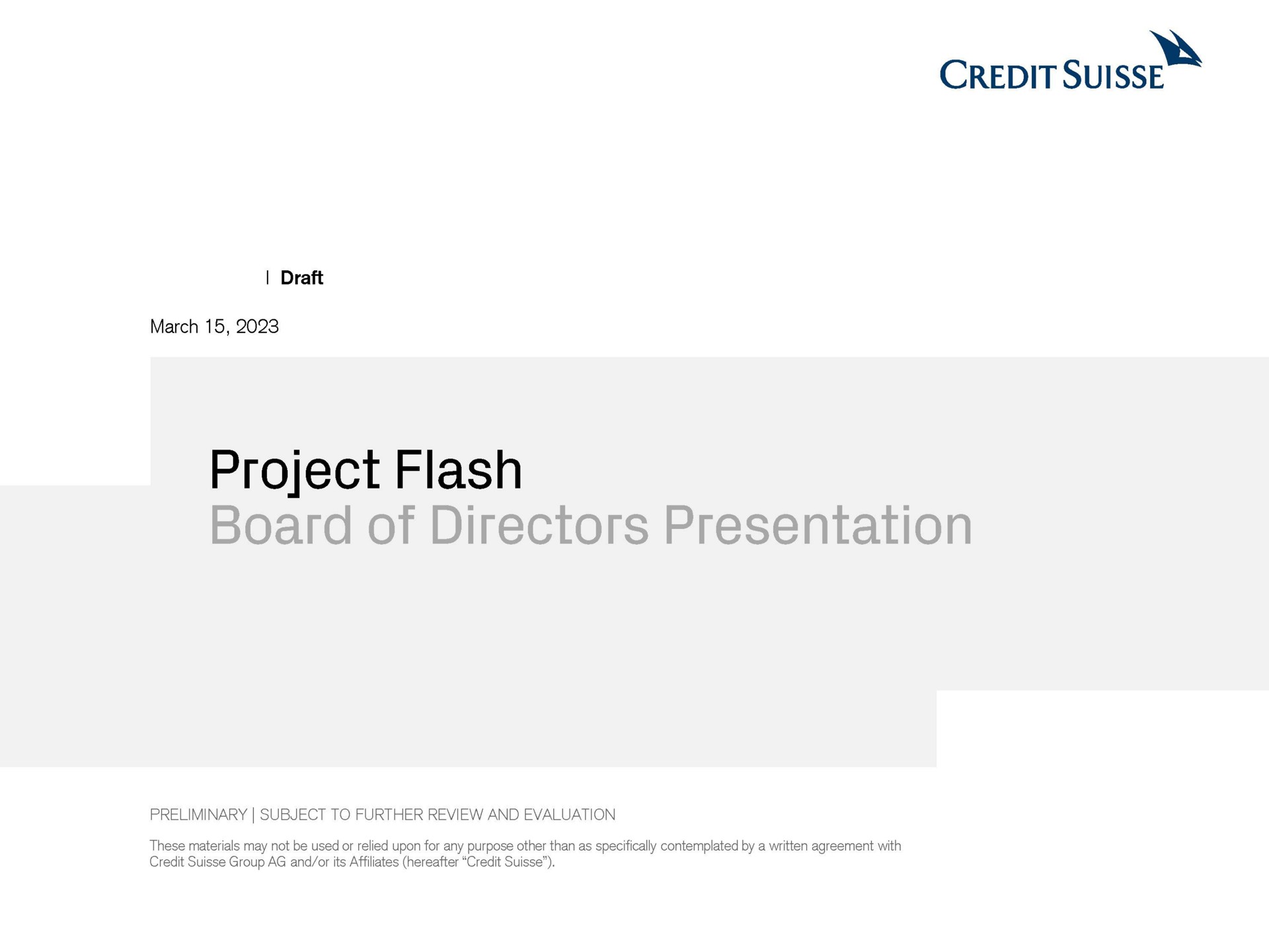 credit draft march project flash | Credit Suisse