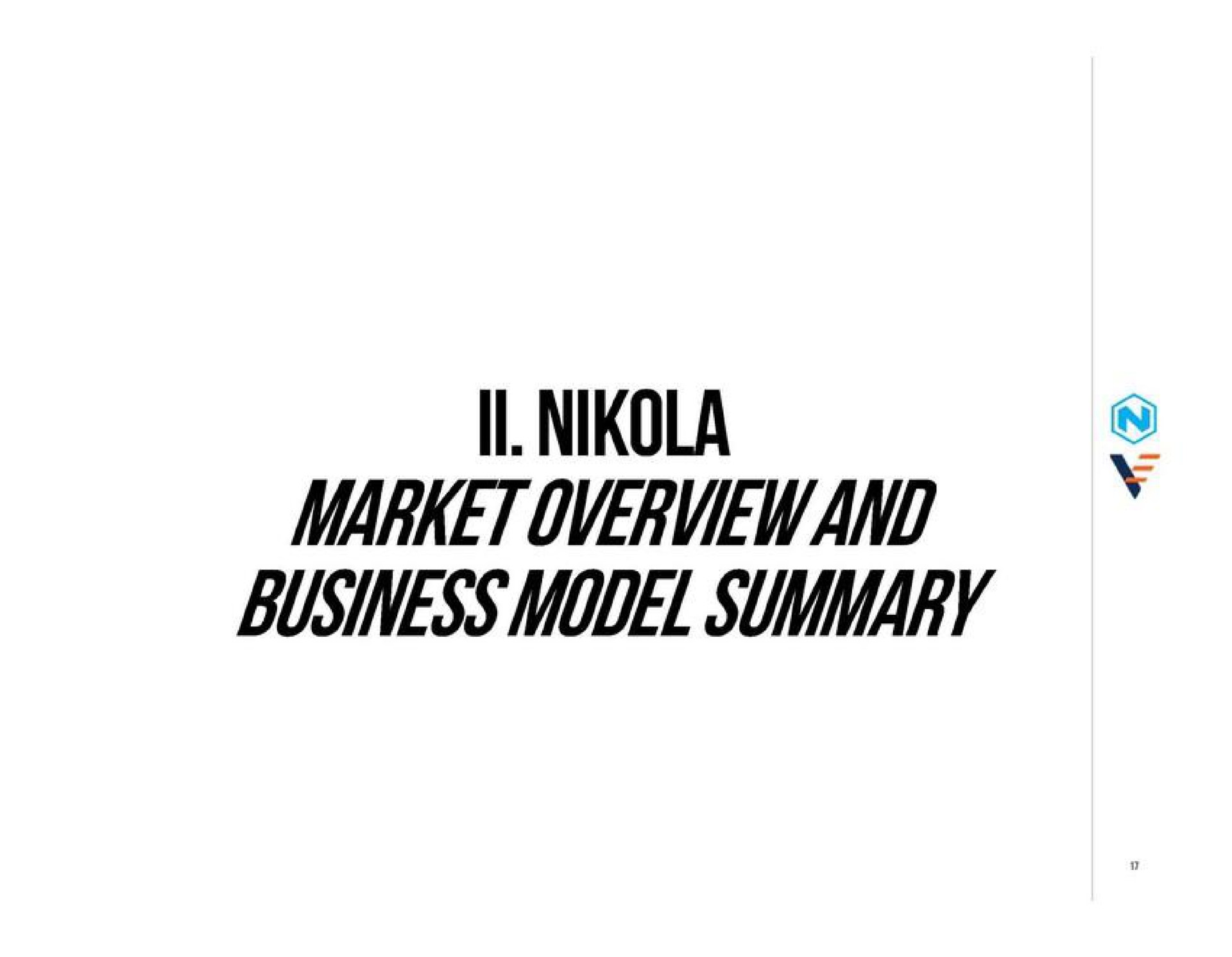 market overview and business model summary | Nikola