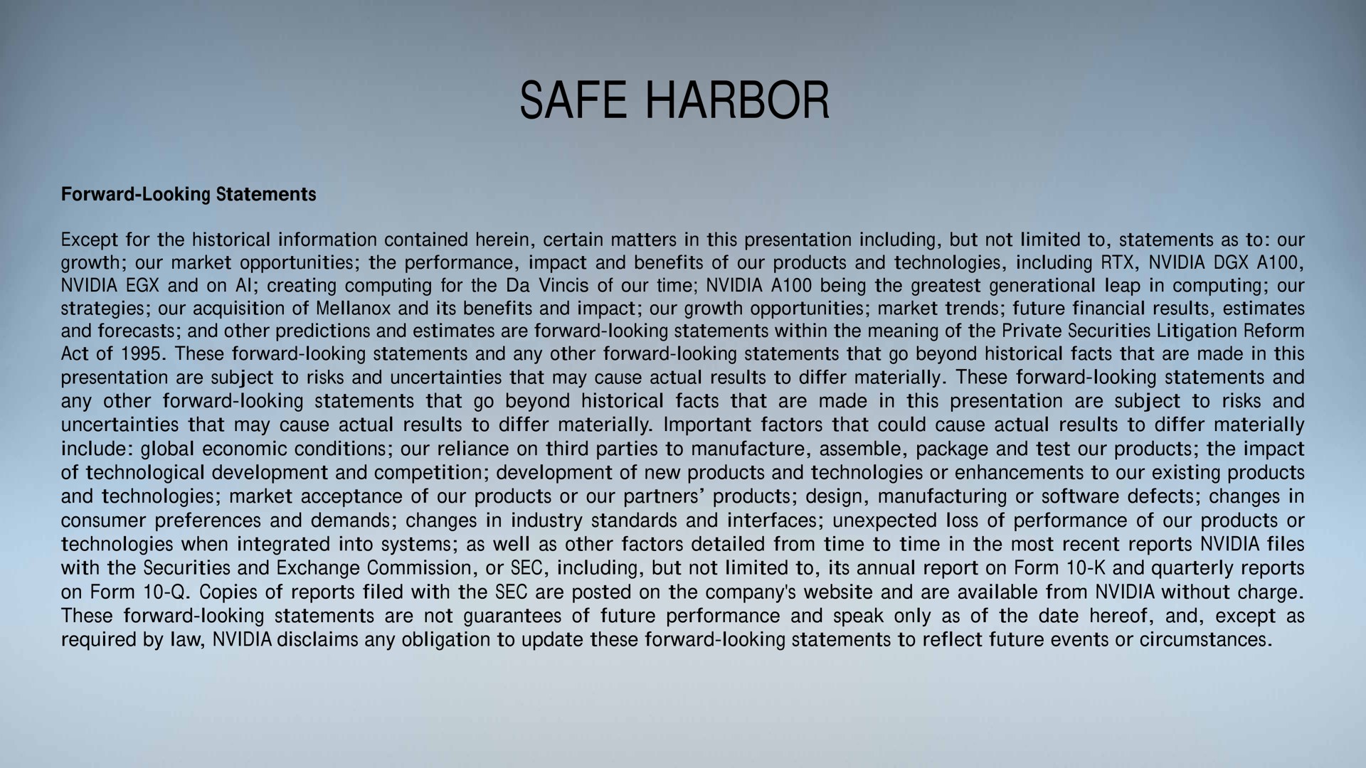 safe harbor | NVIDIA