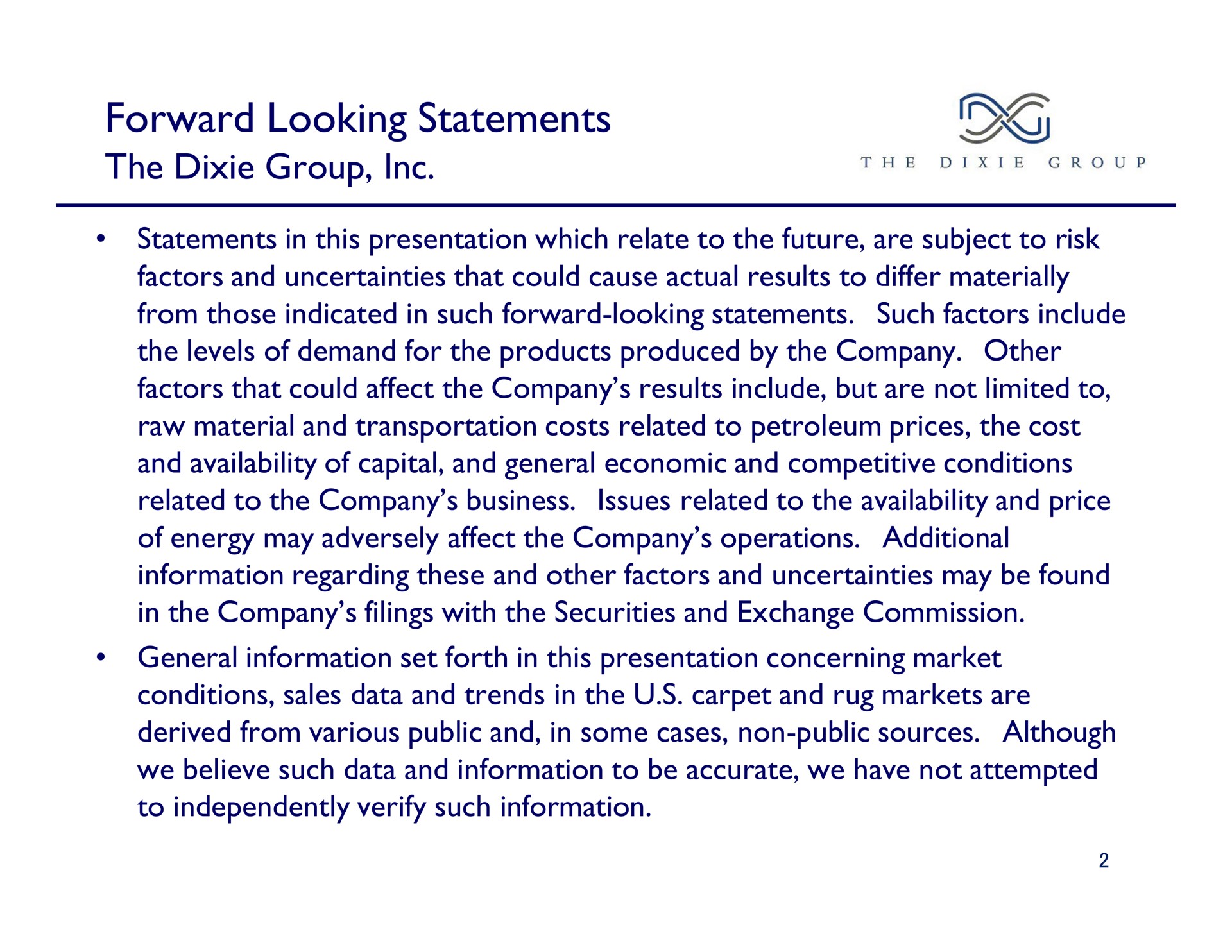 forward looking statements the dixie group a dixie group the | The Dixie Group