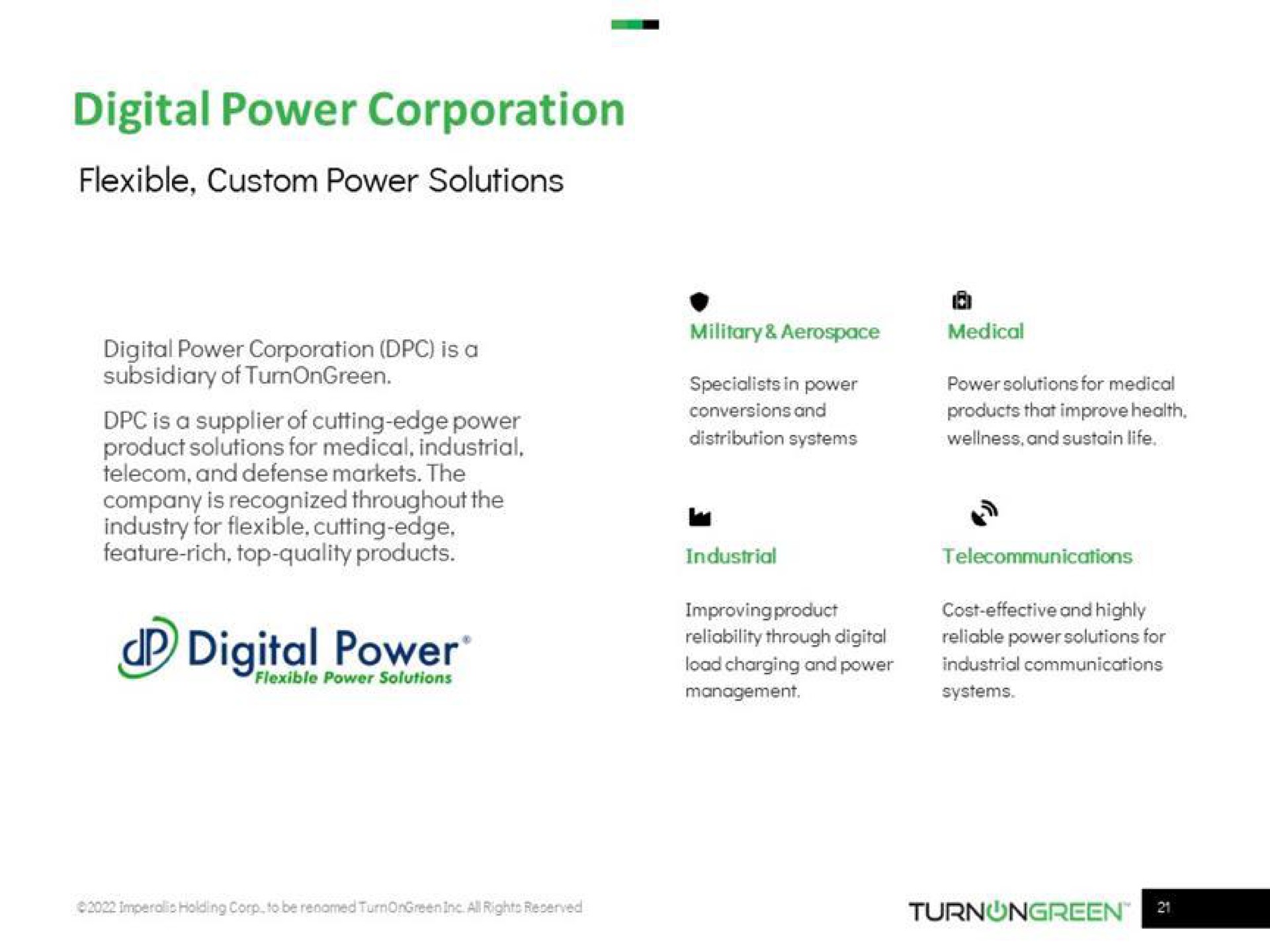 digital power corporation | TurnOnGreen