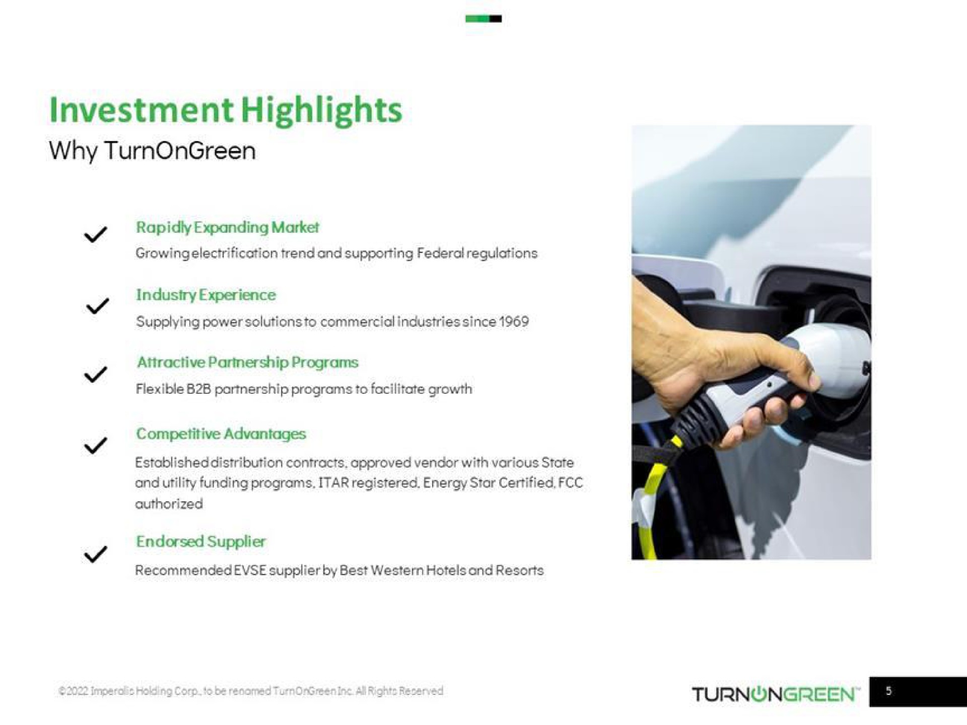 investment highlights | TurnOnGreen
