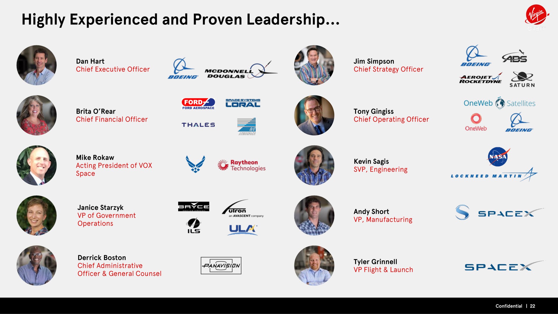 highly experienced and proven leadership | Virgin Orbit