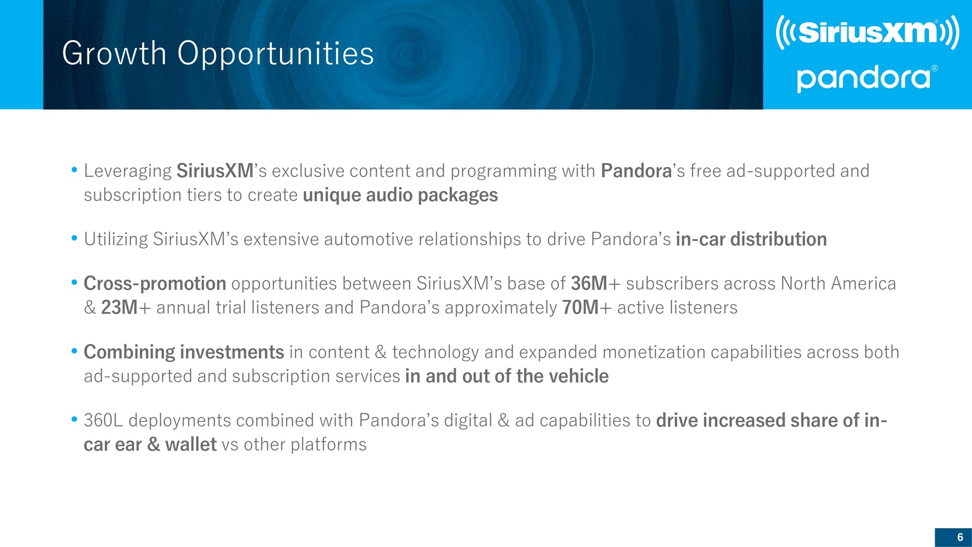 growth opportunities | SiriusXM
