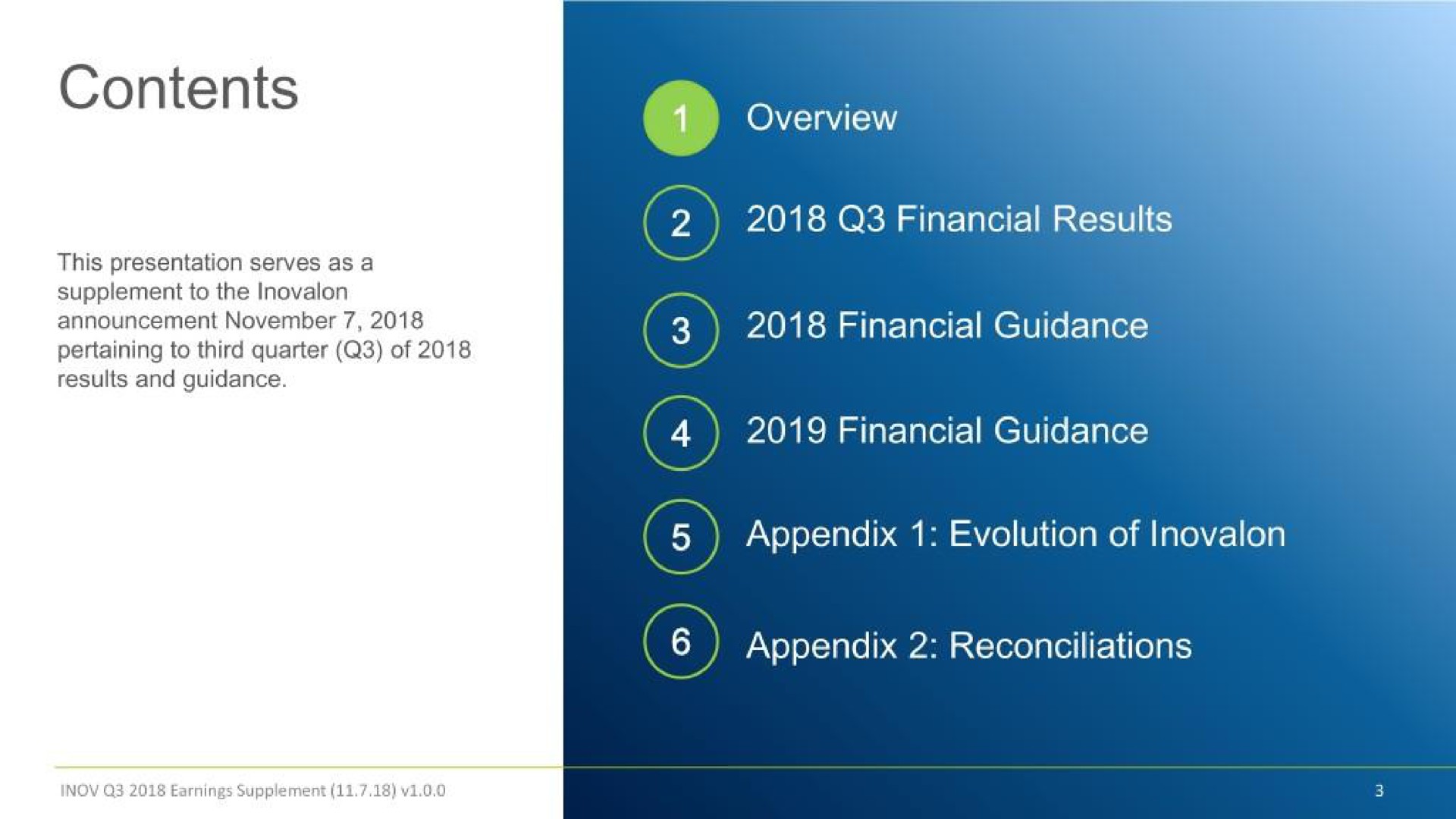 contents overview financial results financial guidance financial guidance appendix evolution of appendix reconciliations | Inovalon