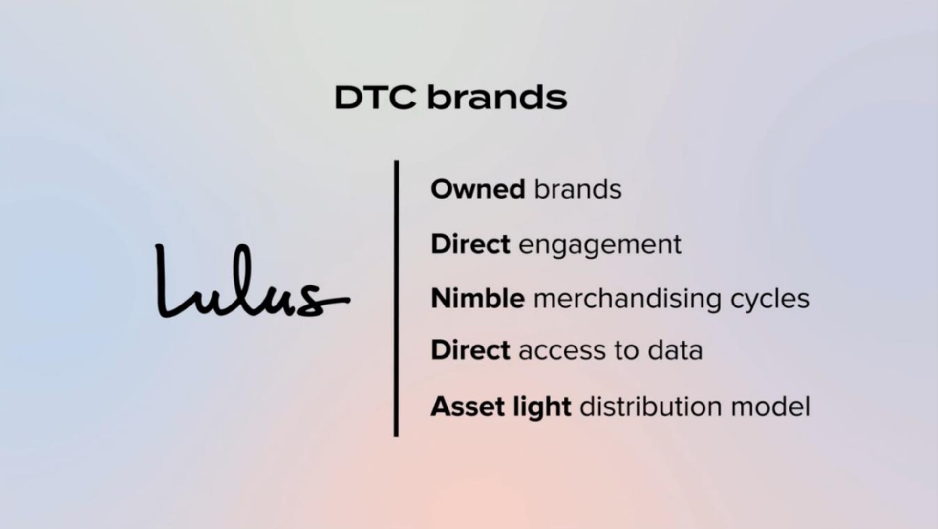 brands direct engagement nimble merchandising cycles asset light distribution model | Lulus
