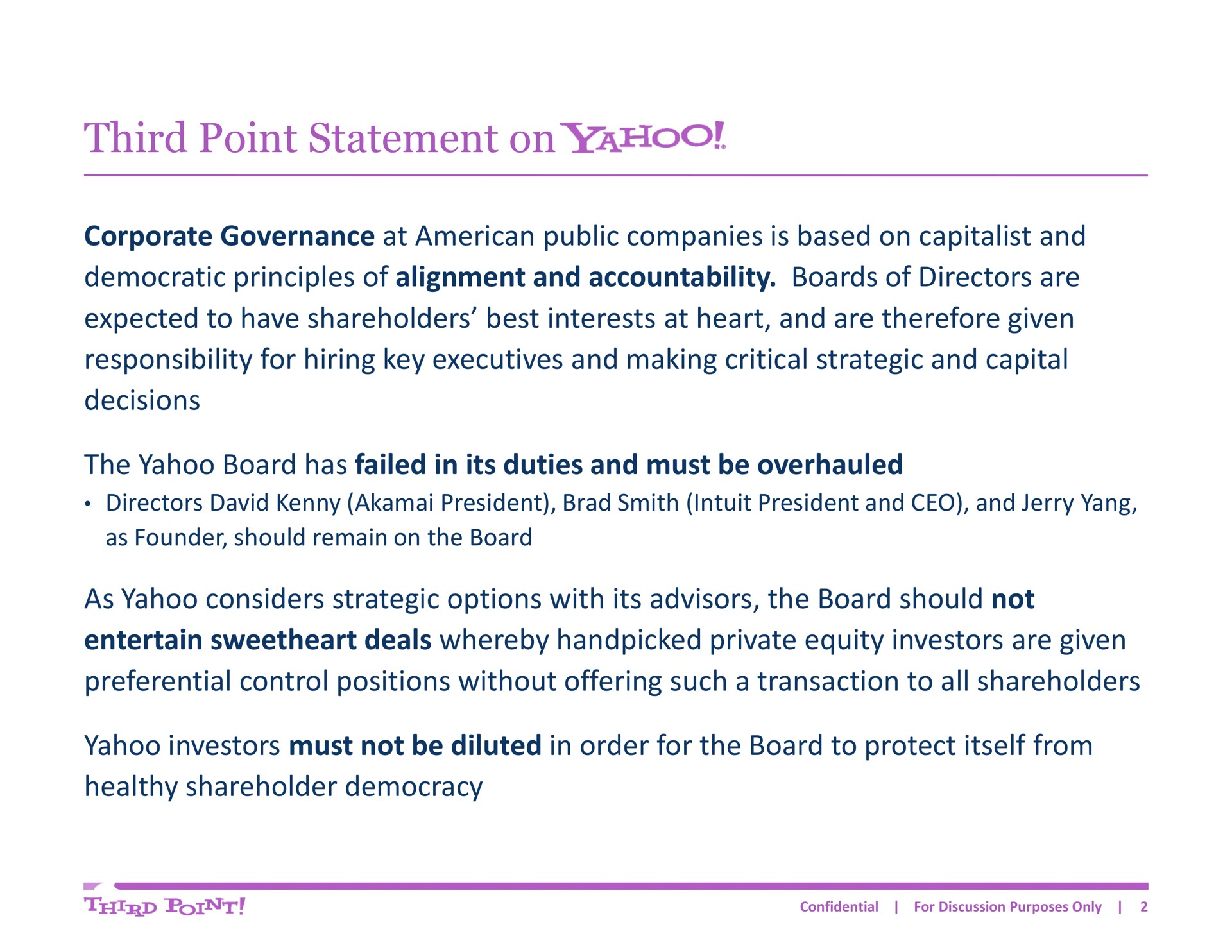 third point statement on | Third Point Management
