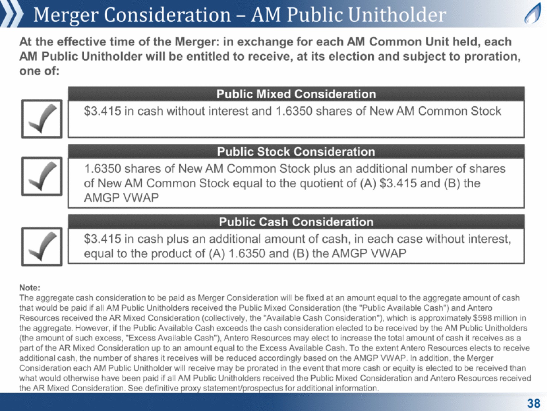 merger consideration am public | Antero Midstream Partners