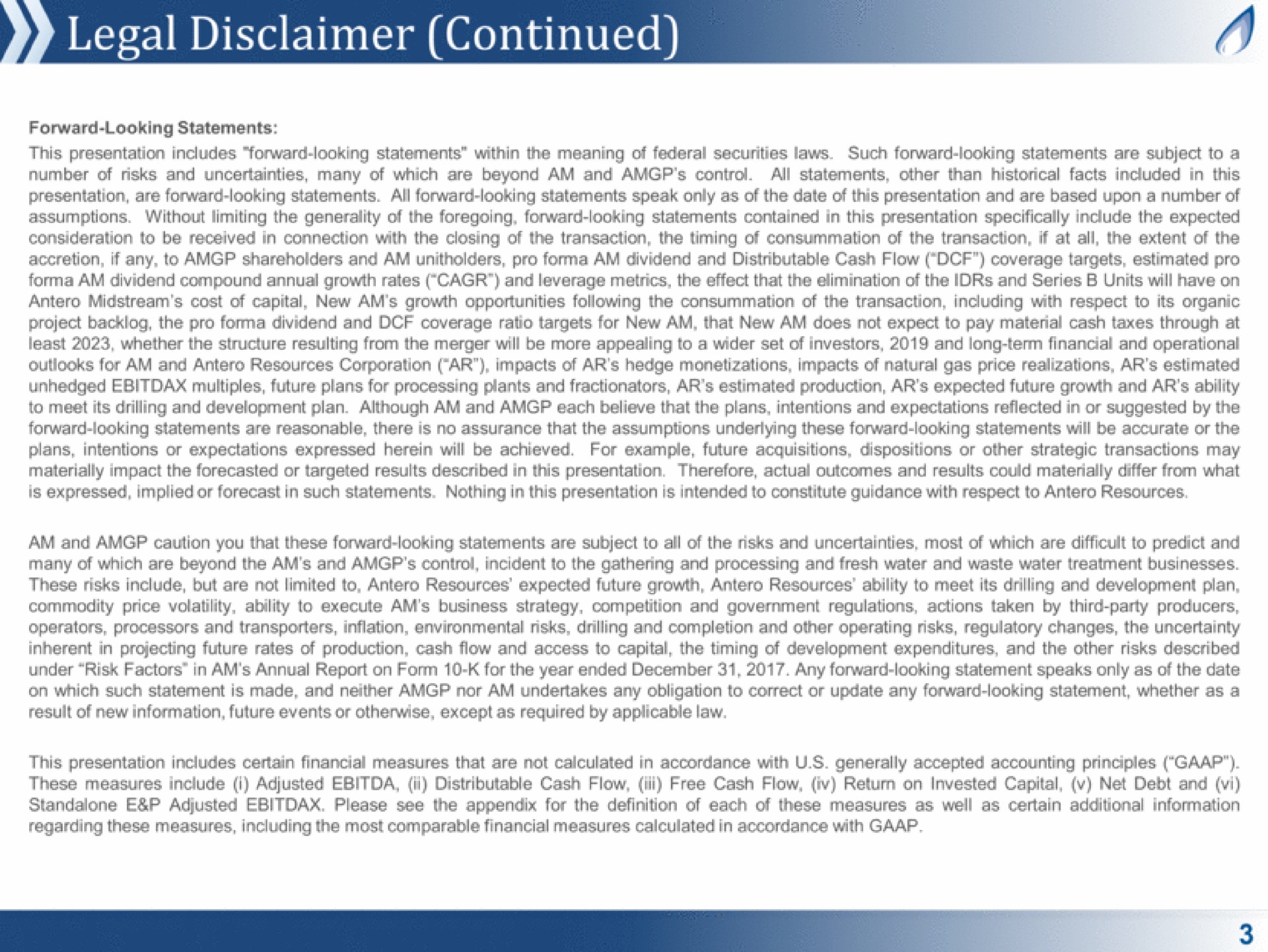 legal disclaimer continued a | Antero Midstream Partners