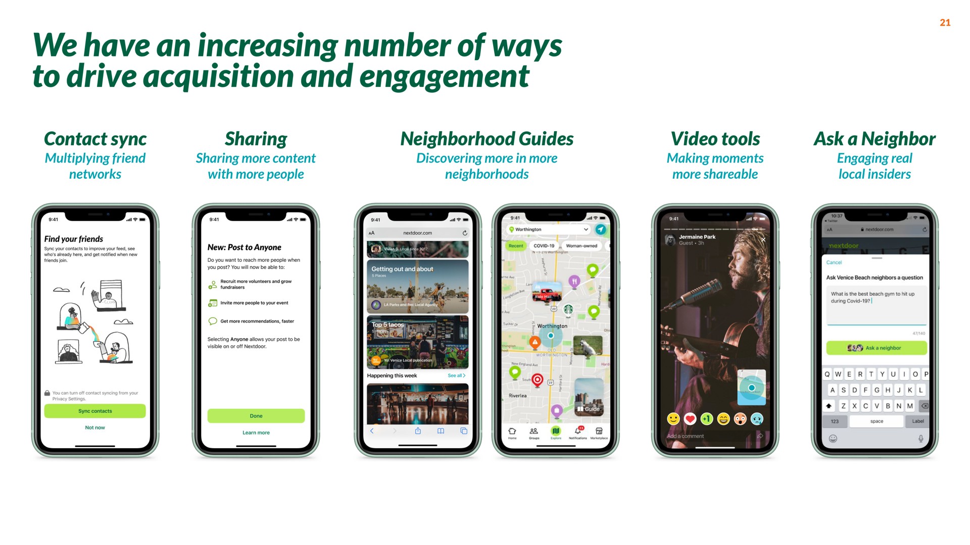 we have an increasing number of ways to drive acquisition and engagement | Nextdoor