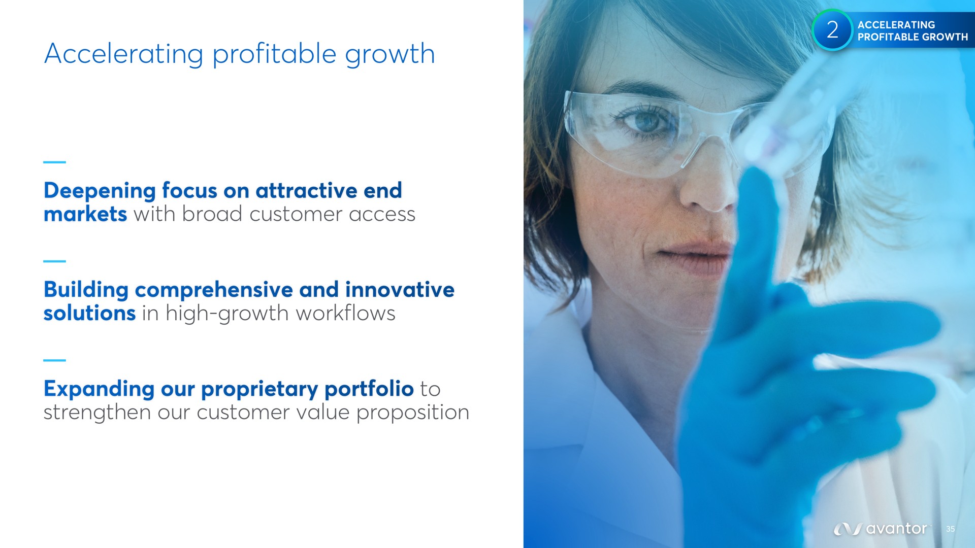 accelerating profitable growth with broad customer access in high growth strengthen our customer value proposition to | Avantor