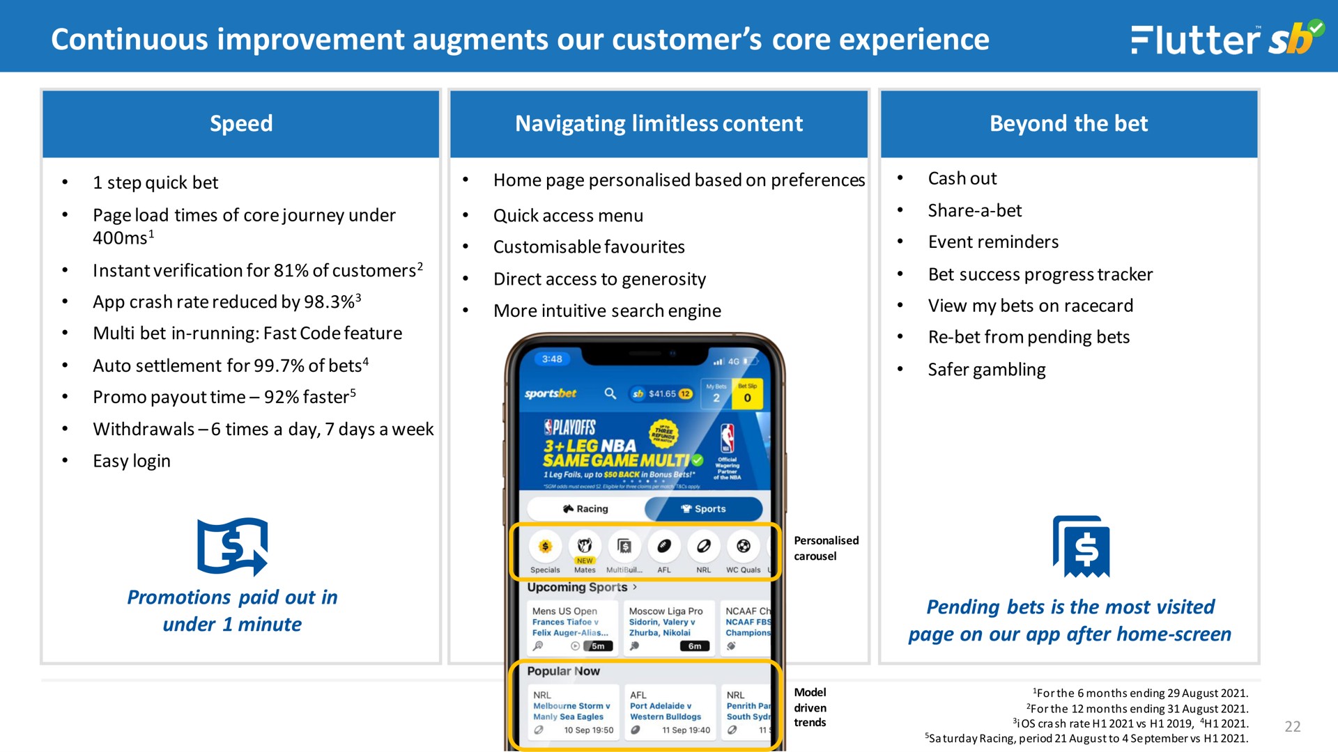 continuous improvement augments our customer core experience a | Flutter
