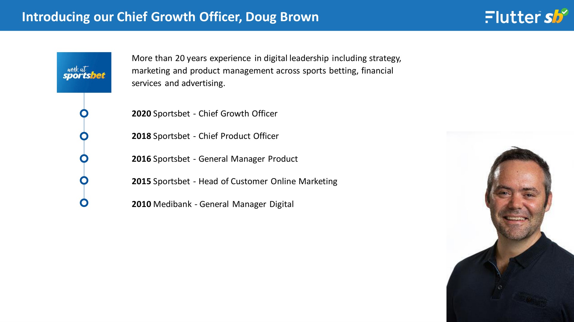 introducing our chief growth officer brown a an | Flutter