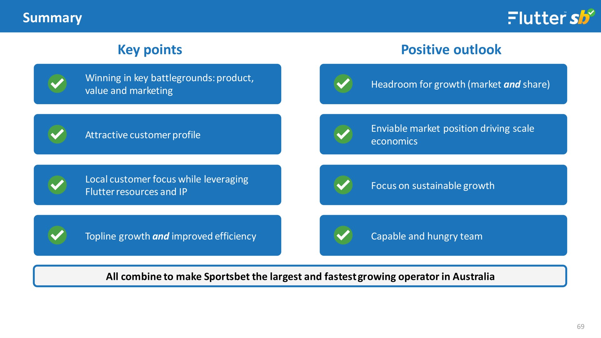 summary key points positive outlook | Flutter