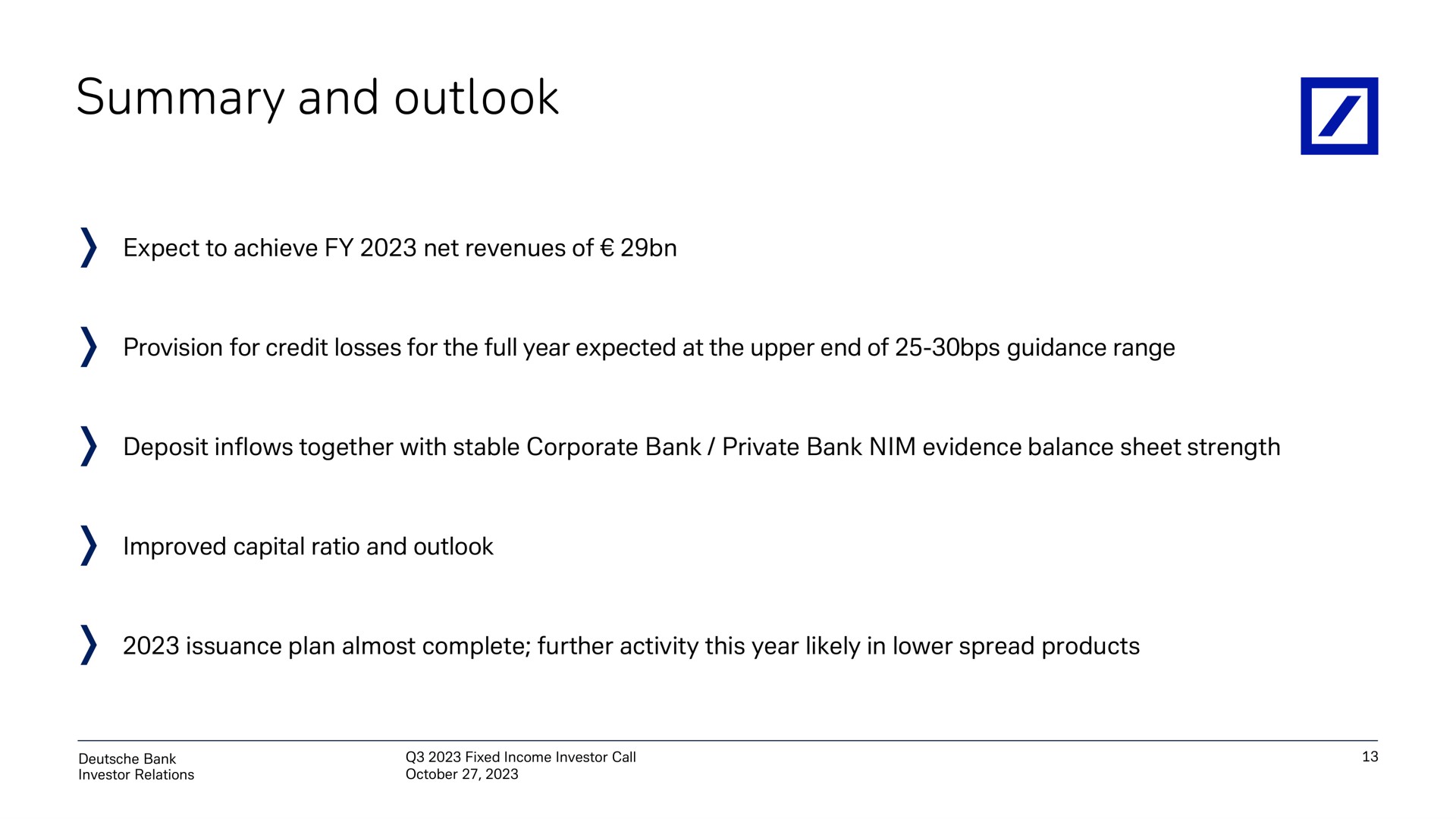 summary and outlook | Deutsche Bank