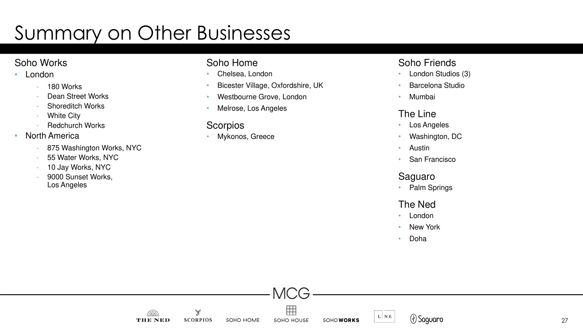 summary on other businesses | Membership Collective Group