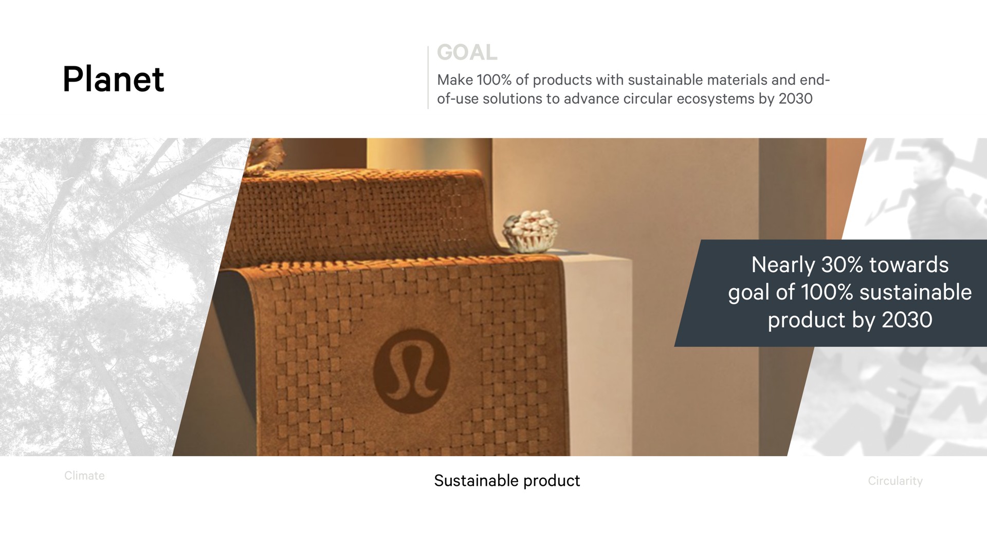 planet goal nearly towards goal of sustainable product by | Lululemon