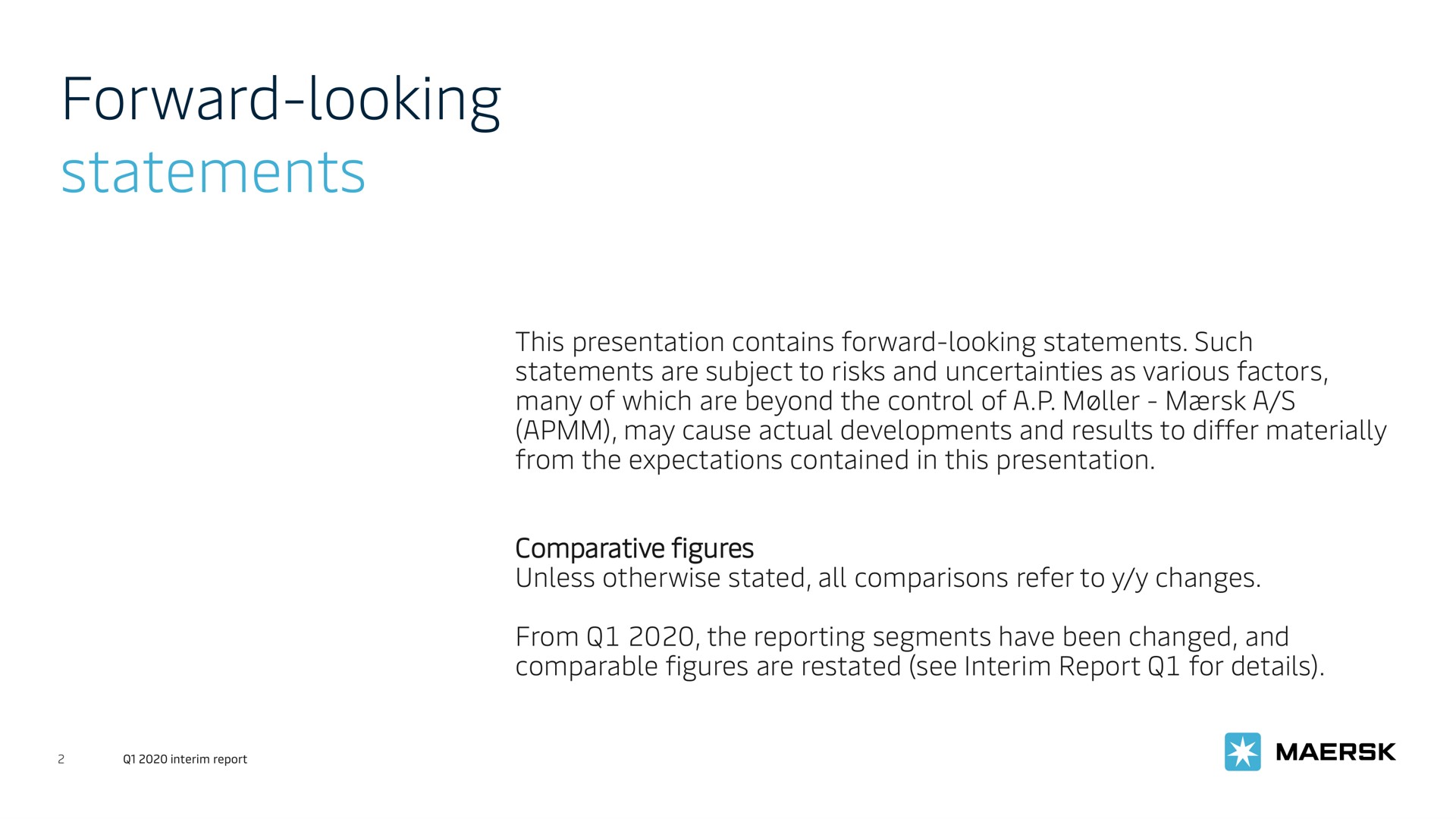 forward looking statements | Maersk