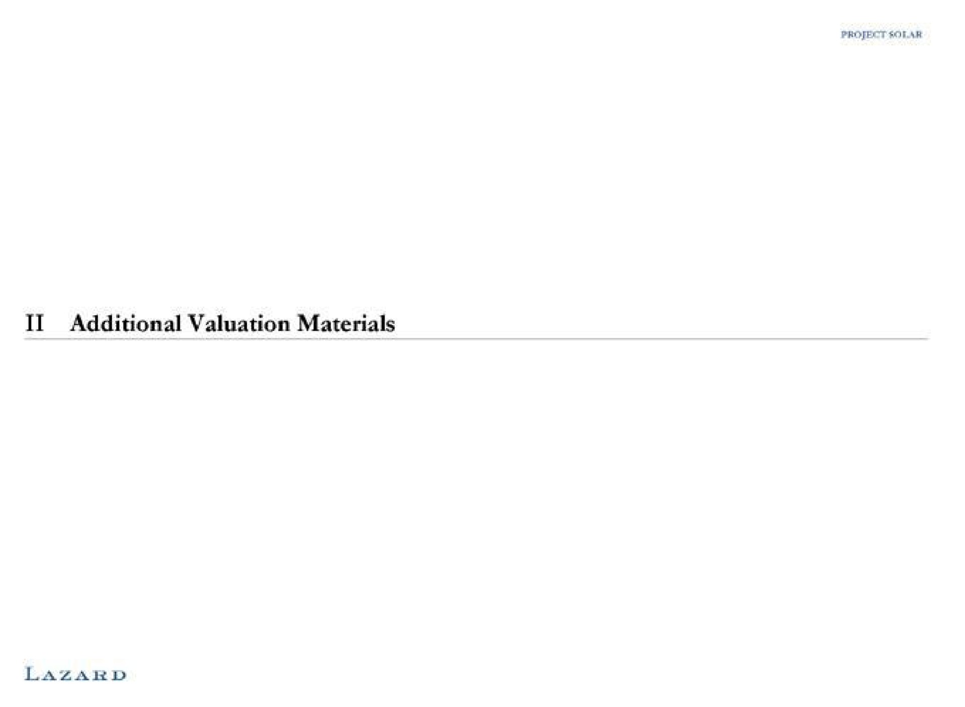 additional valuation materials | Lazard