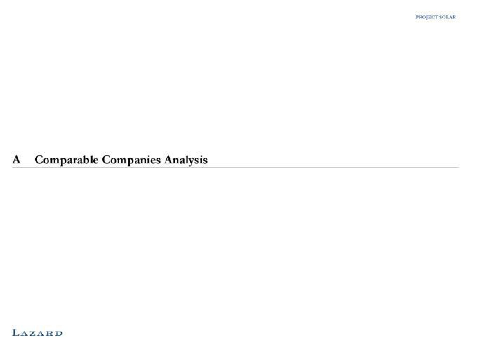 a comparable companies analysis | Lazard