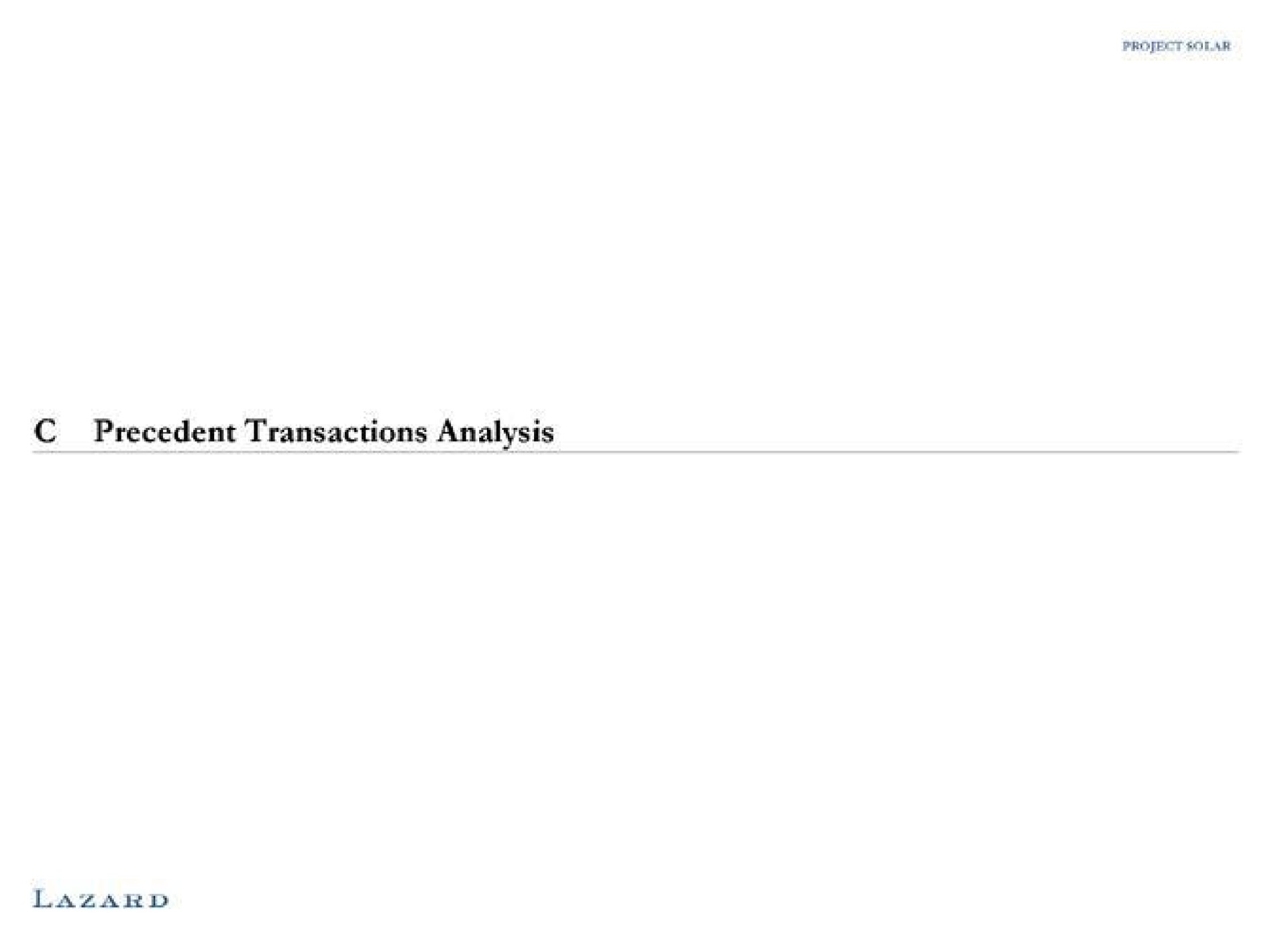 precedent transactions analysis | Lazard