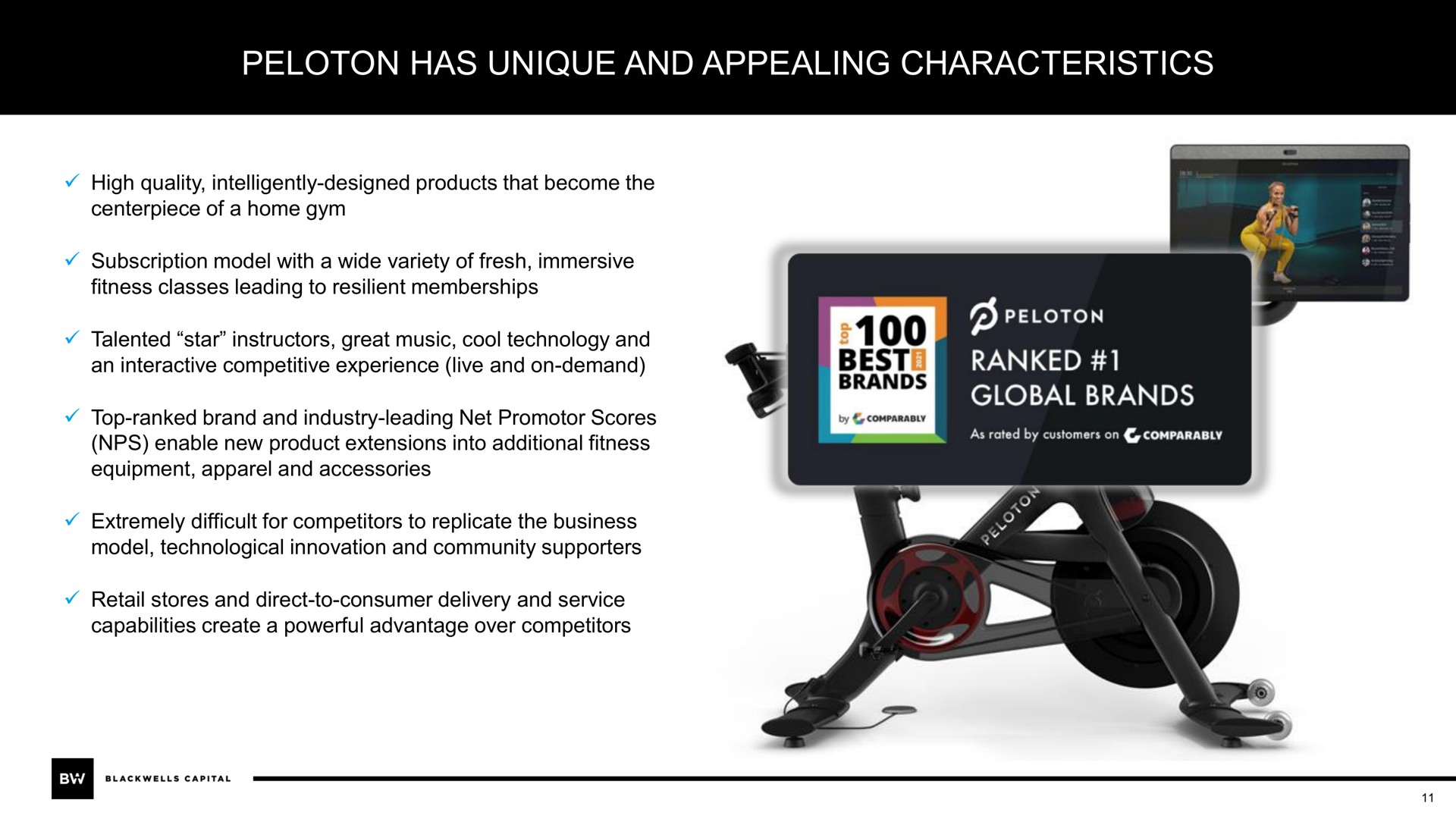 peloton has unique and appealing characteristics ranked global brands | Blackwells Capital