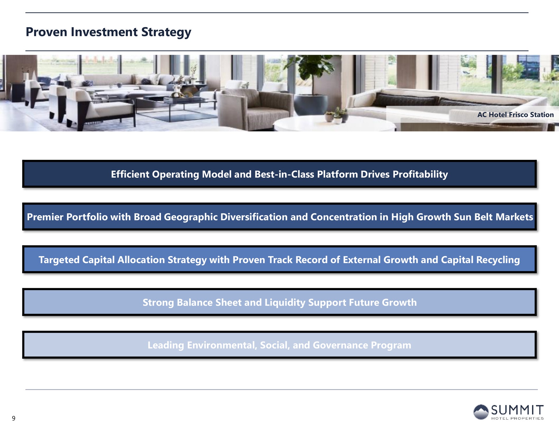 proven investment strategy i | Summit Hotel Properties