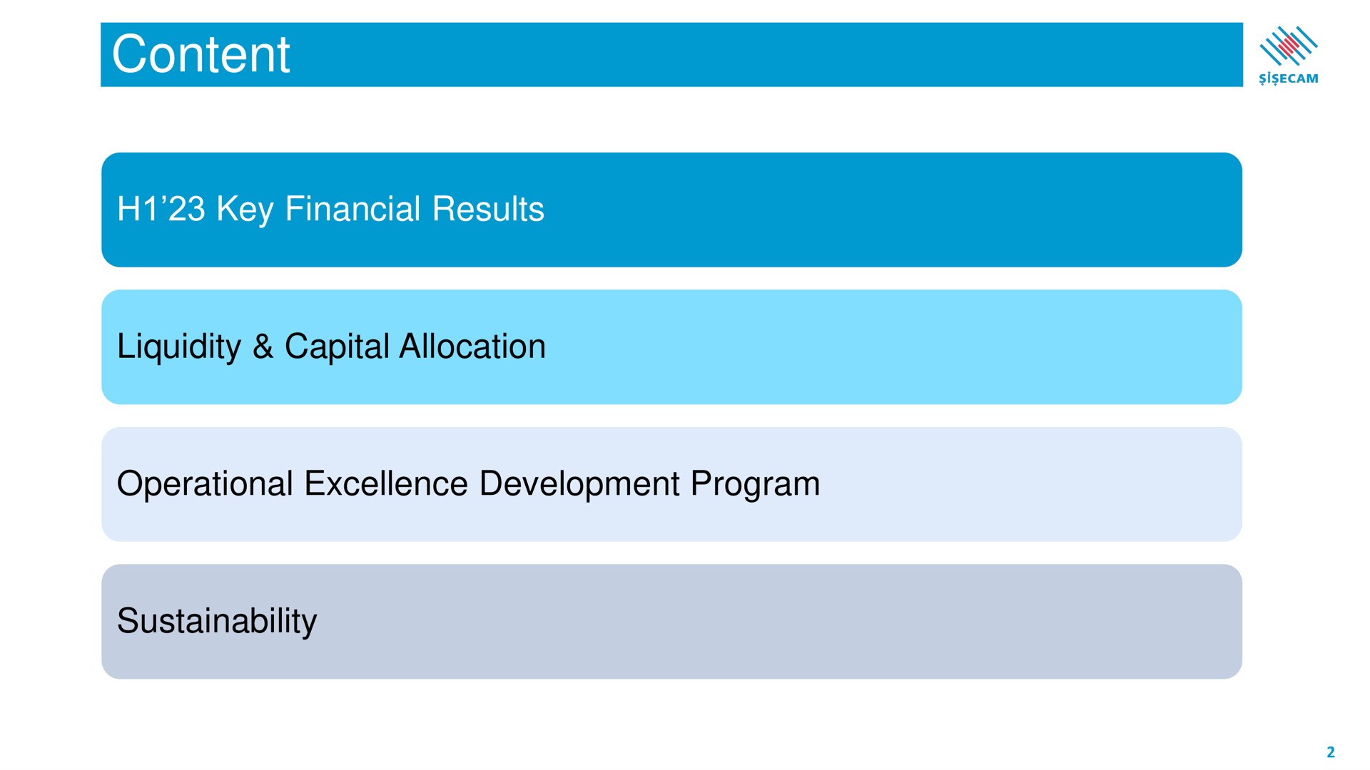 content key financial results liquidity capital allocation operational excellence development program page page | Sisecam Resources