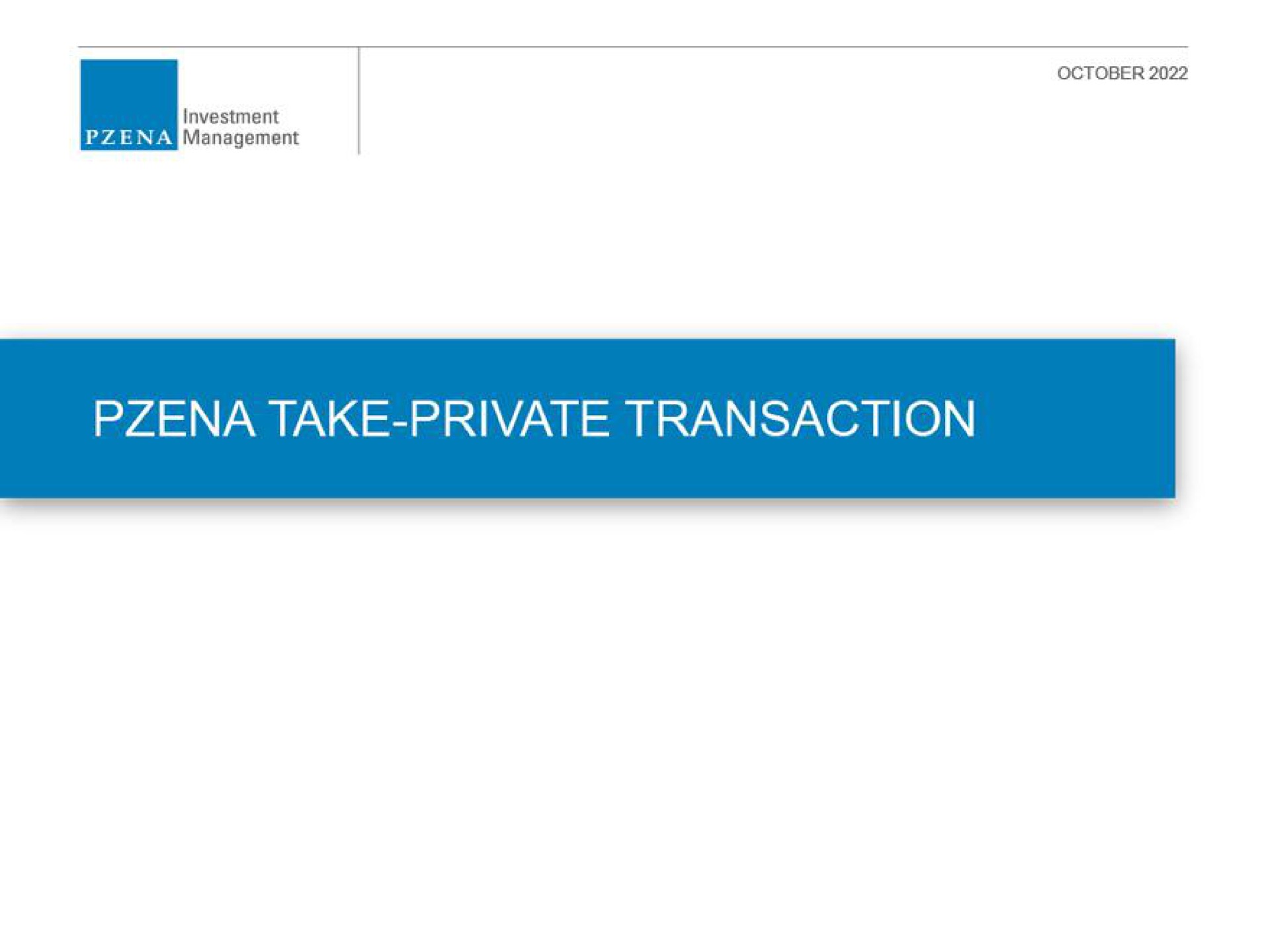 take private transaction | Pzena Investment Management