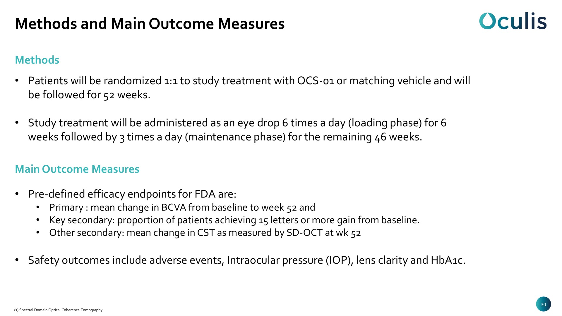 methods and main outcome measures | Oculis