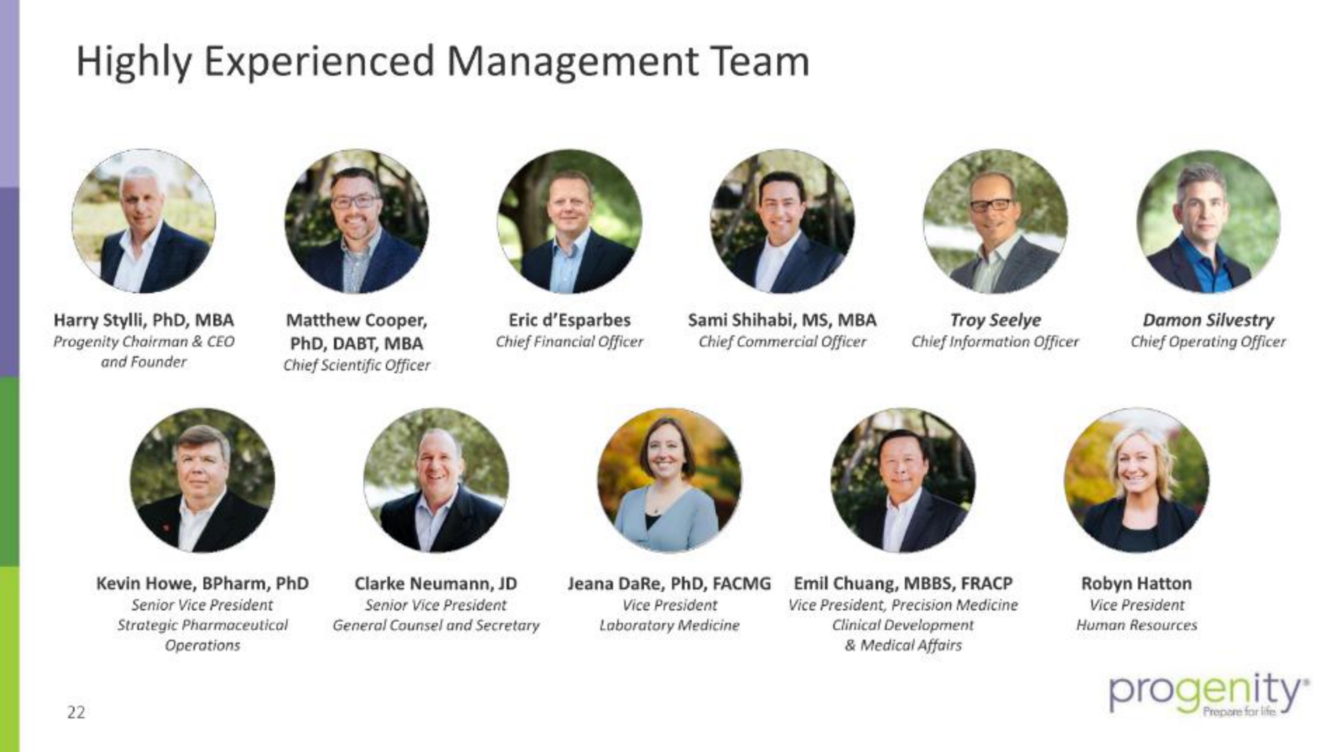 highly experienced management team | Progenity
