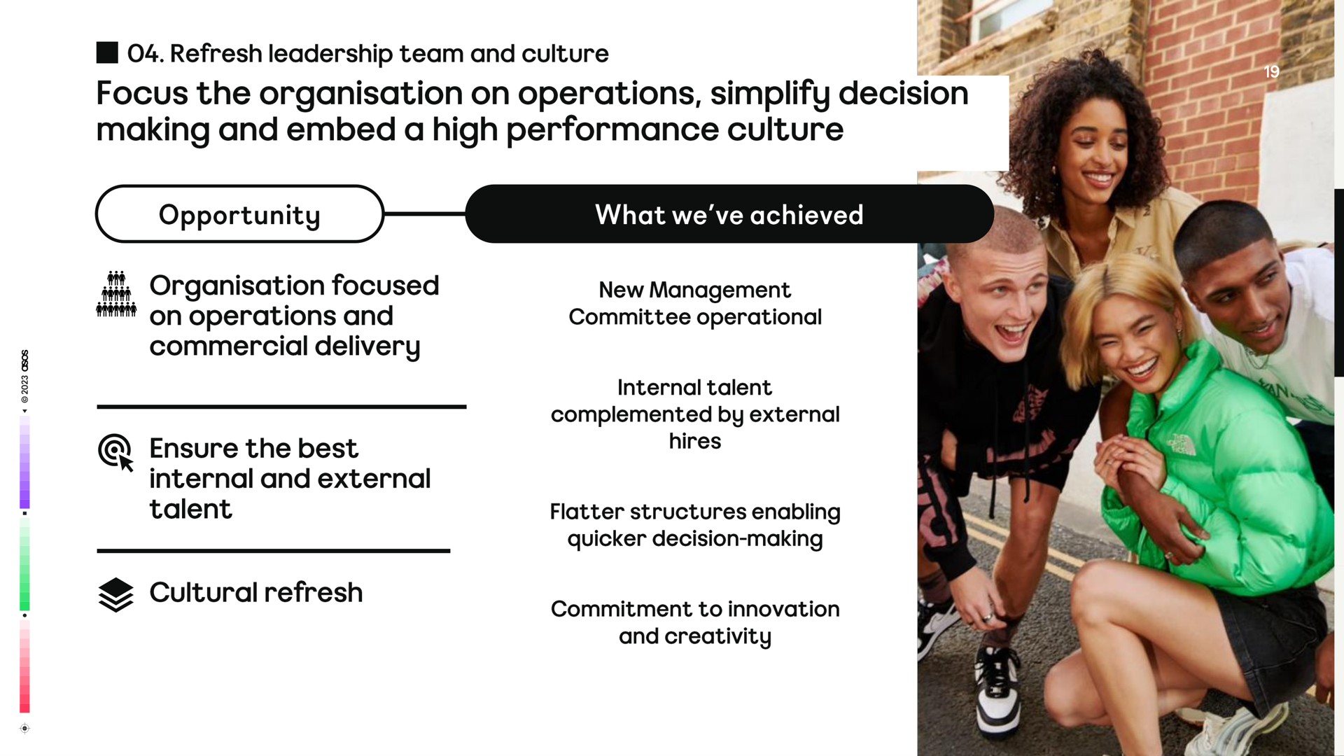 focus the on operations simplify decision making and embed a high performance culture ensure the best nines | Asos