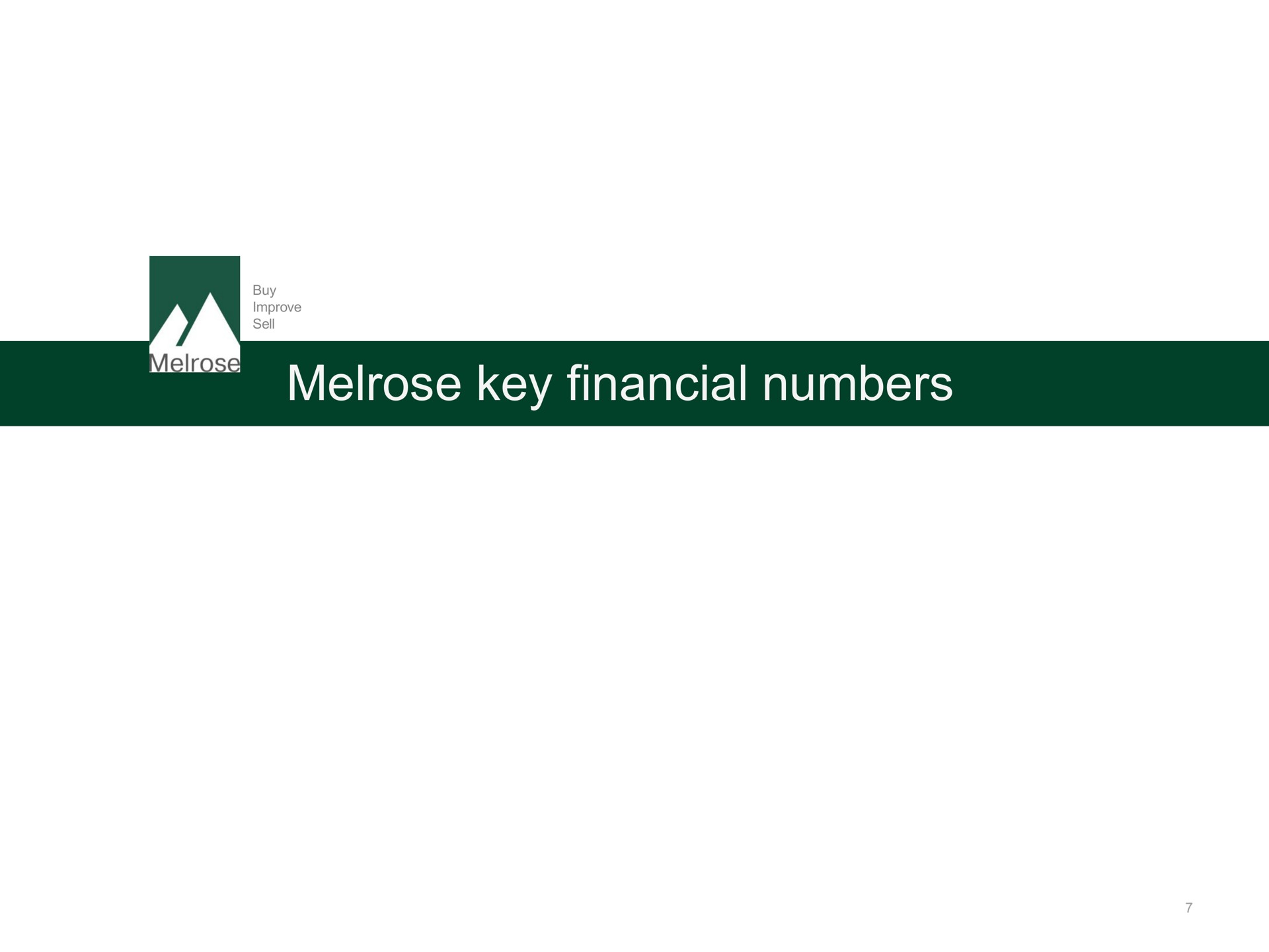 key financial numbers | Melrose
