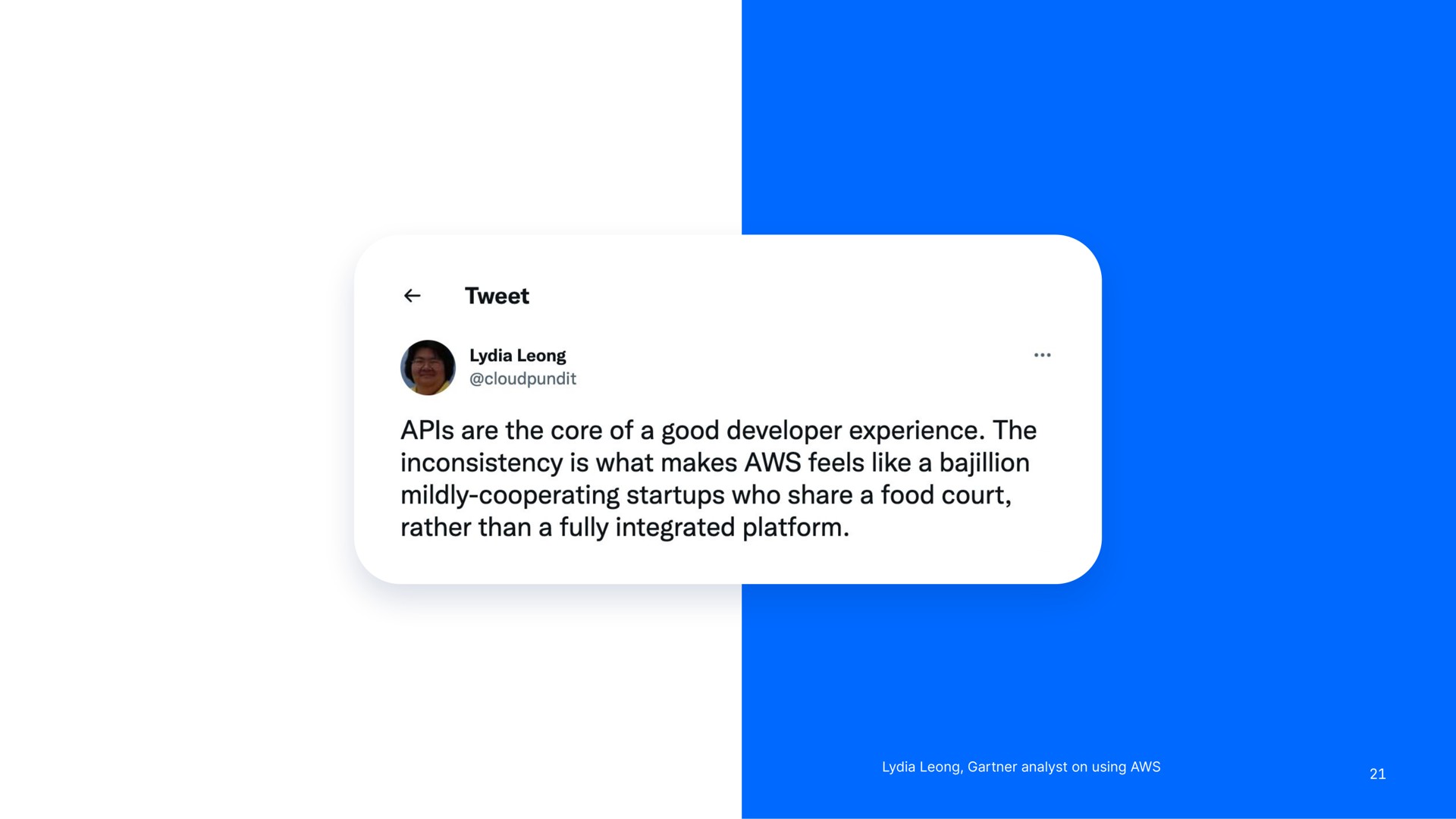 tweet are the core of a good developer experience the inconsistency is what makes feels like a mildly who share a food court rather than a fully integrated platform | DigitalOcean