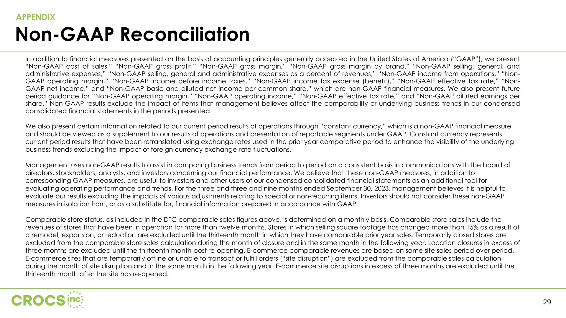 non reconciliation | Crocs