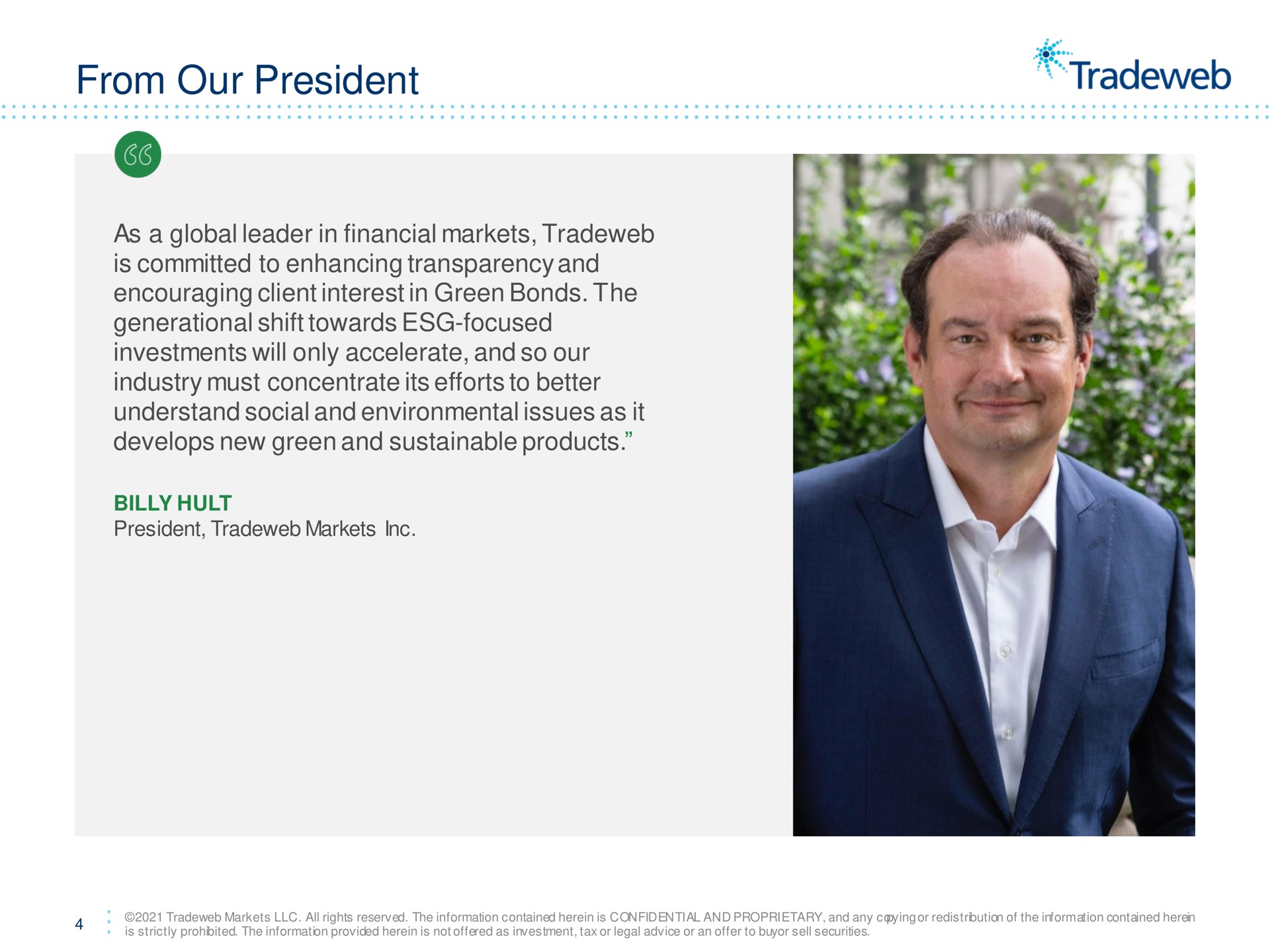 from our president | Tradeweb