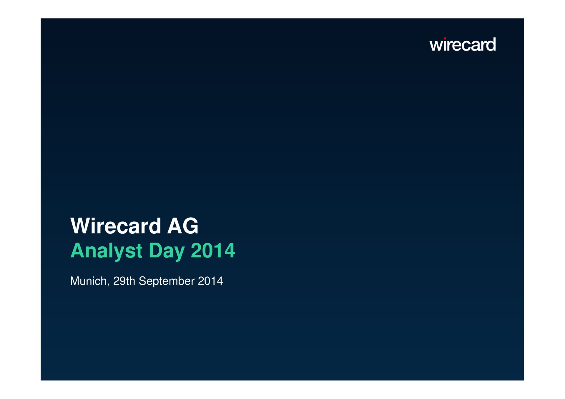 analyst day | Wirecard