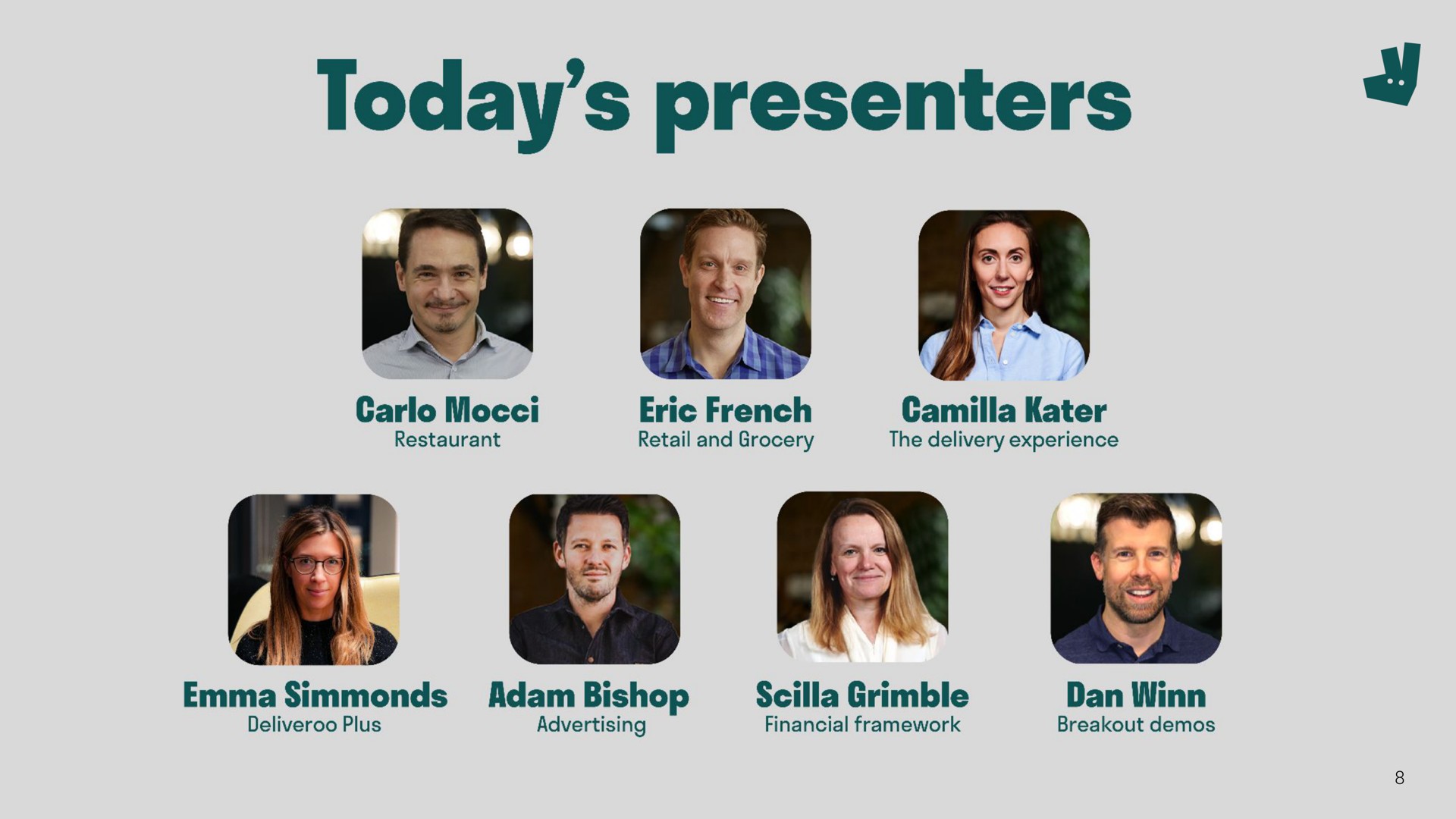 slide title to be added today presenters | Deliveroo