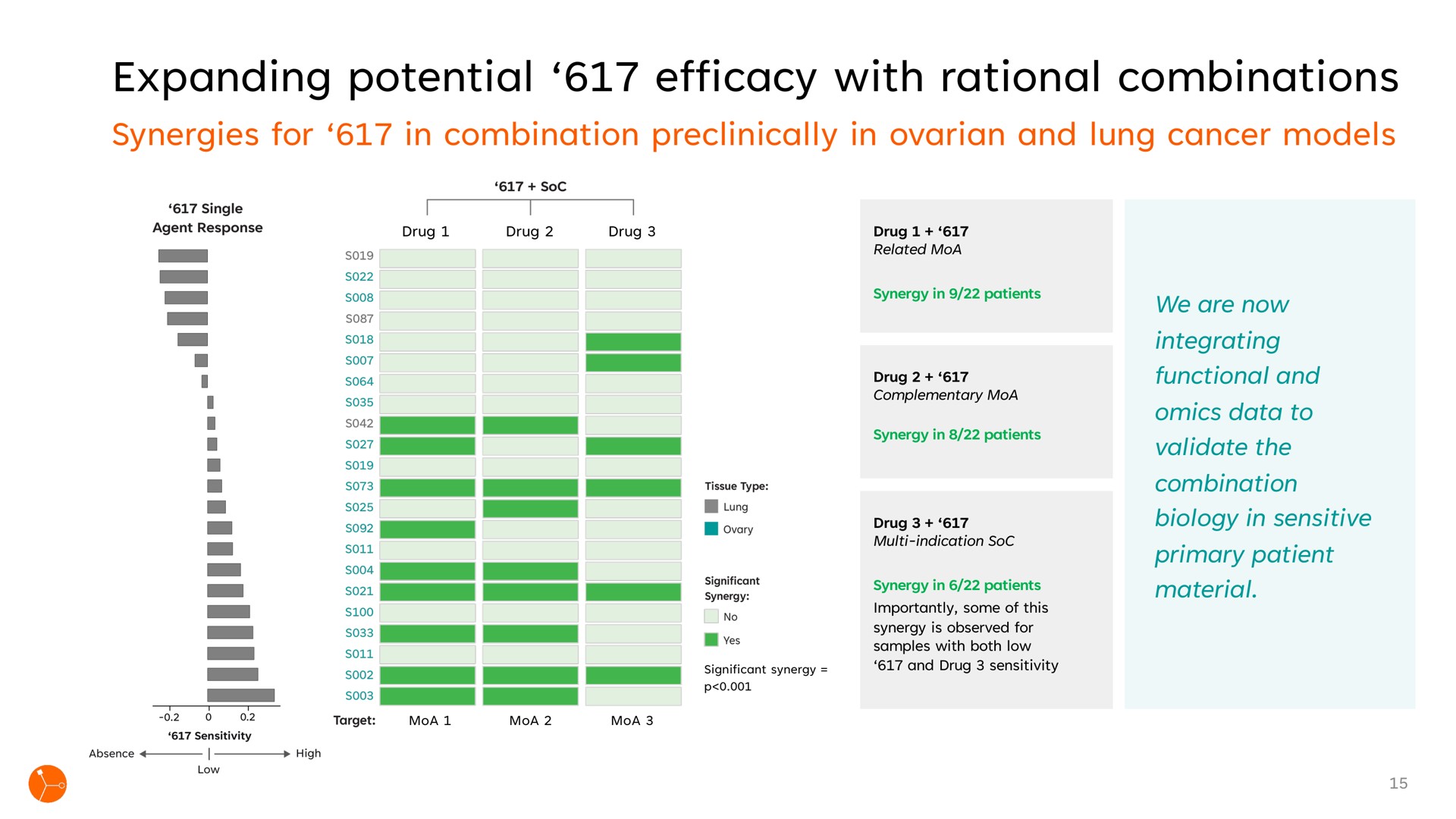 expanding potential efficacy with rational combinations synergies for in combination in ovarian and lung cancer models a i i i drug sensitivity data to validate the | Exscientia