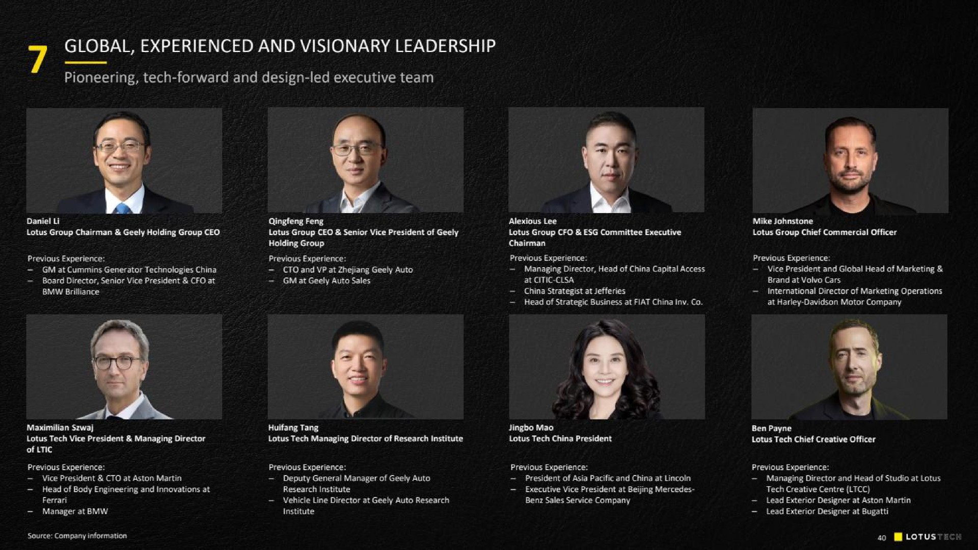 global experienced and visionary leadership | Lotus Cars