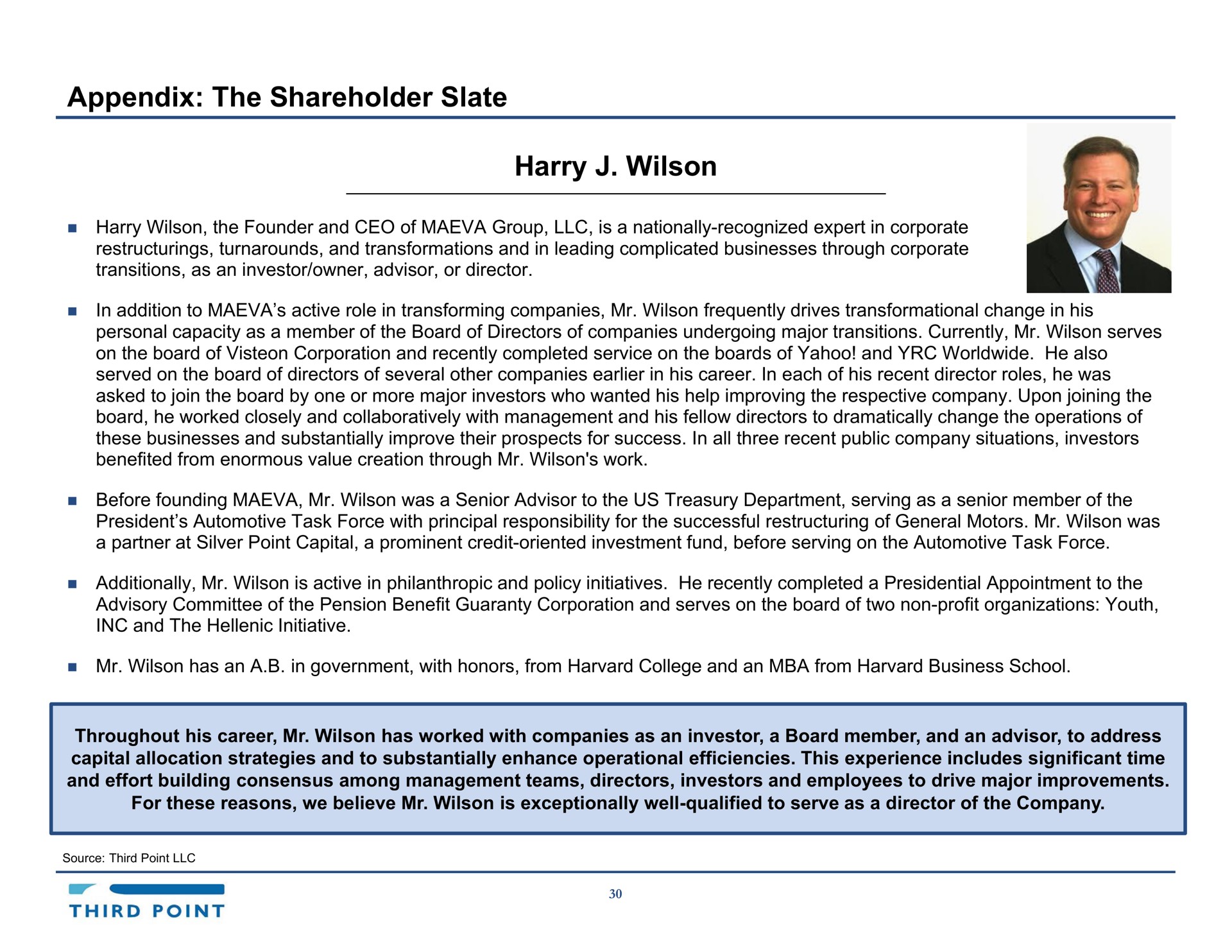 appendix the shareholder slate harry | Third Point Management